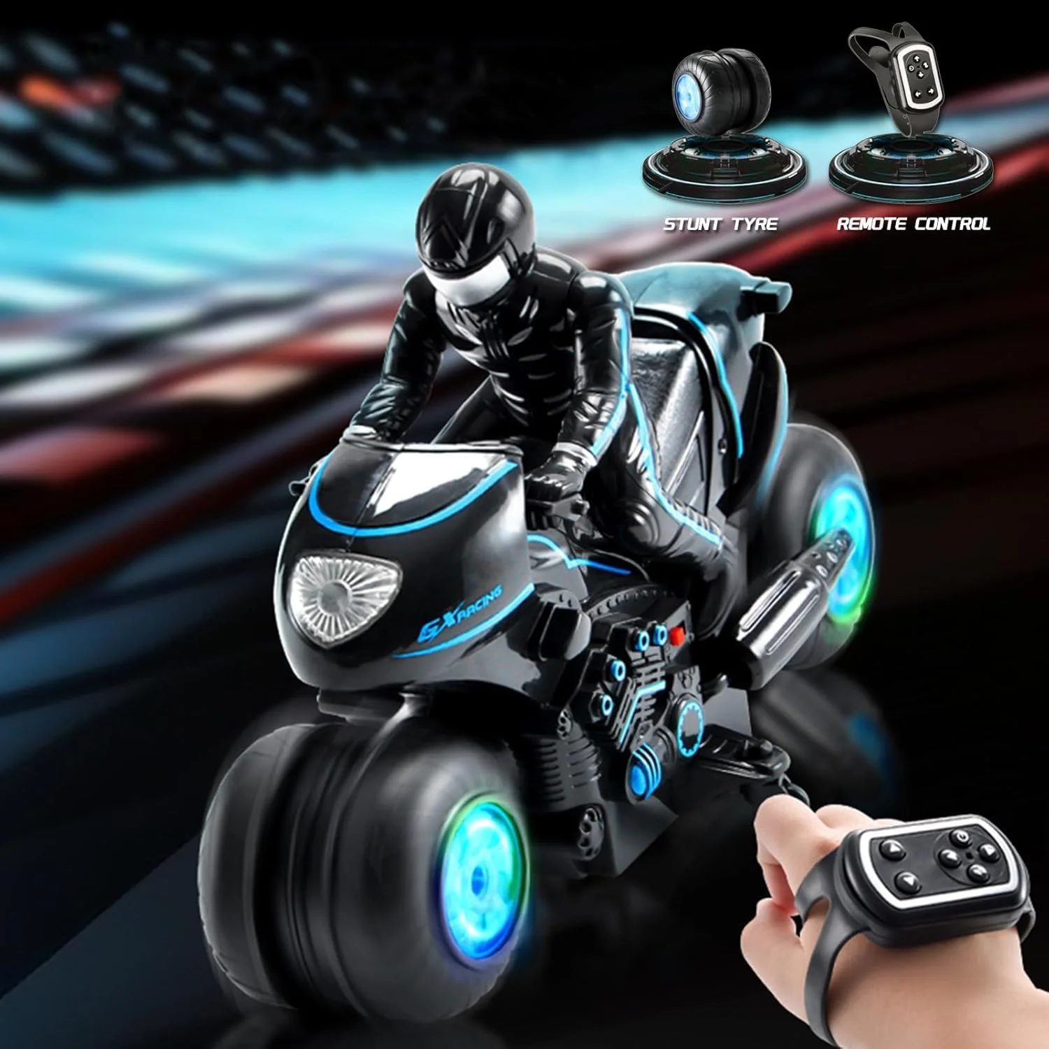 موتورسیکلت کنترلی آکروباتیک OBEST، اسباب بازی موتور سیکلت کنترلی از راه دور برای کودکان، موتور سیکلت آکروباتیک دریفت چرخشی 360 درجه با سرعت بالا، حسگر حرکتی/کنترل از راه دور 2.4 گیگاهرتز، هدیه اسباب بازی کودکان برای پسران و دختران