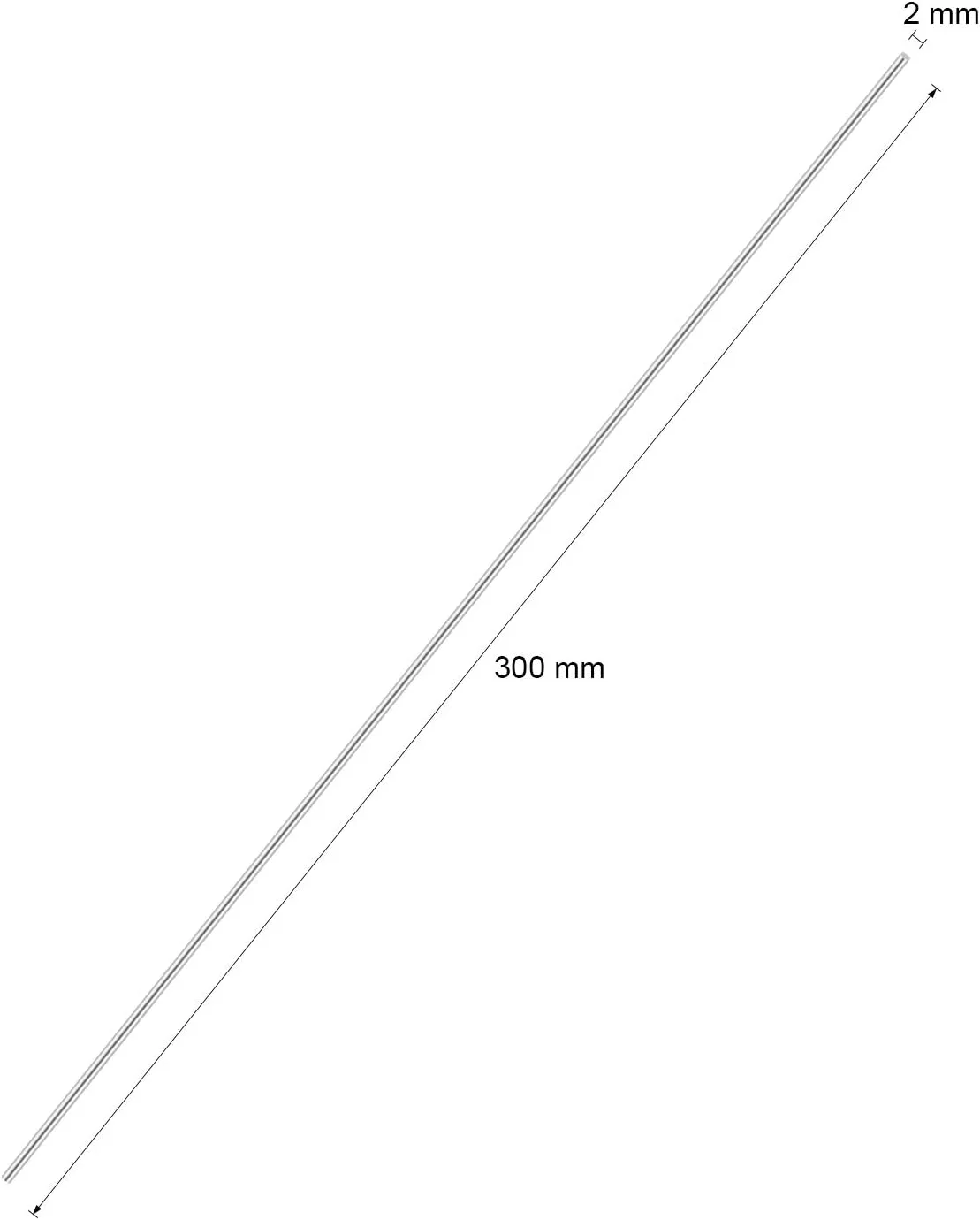 ۱۰ عدد میله شفت گرد فلزی مستقیم مدل استیل ضد زنگ ۲ میلی‌متری در ۳۰۰ میلی‌متری برای ماشین آرسی، هلیکوپتر آرسی و هواپیما