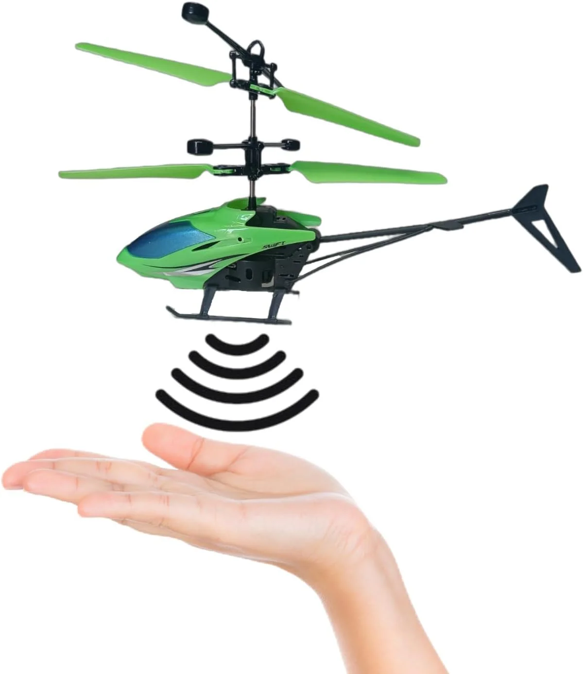 هلیکوپتر کنترلی، کنترل دو حالته، پرواز داخلی و خارجی، چراغ های LED، سیستم محافظت از ولتاژ، هلیکوپتر اسباب بازی (سبز)