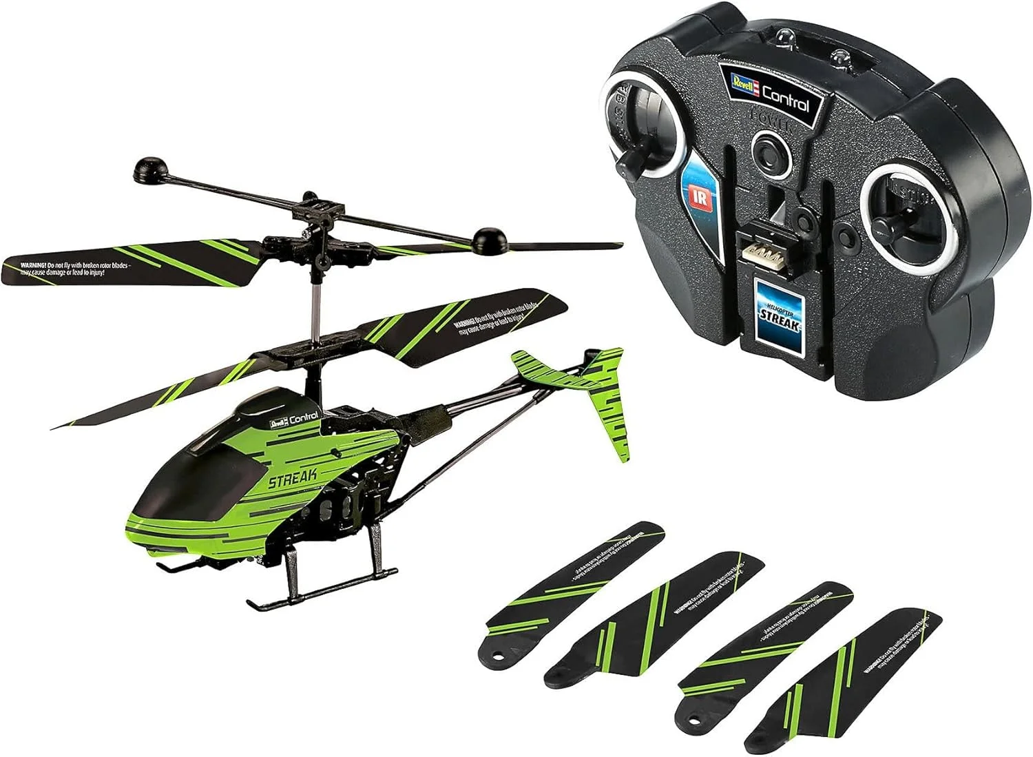 هلی کوپتر کنترلی داخلی رول مدل Glow Streak I با قابلیت درخشش در تاریکی I کنترل مادون قرمز 2 کاناله I ژیروسکوپ الکترونیکی I بدنه پلاستیکی مقاوم I شارژ بی سیم I شامل مجموعه روتور جایگزین I برای استفاده در محیط داخلی