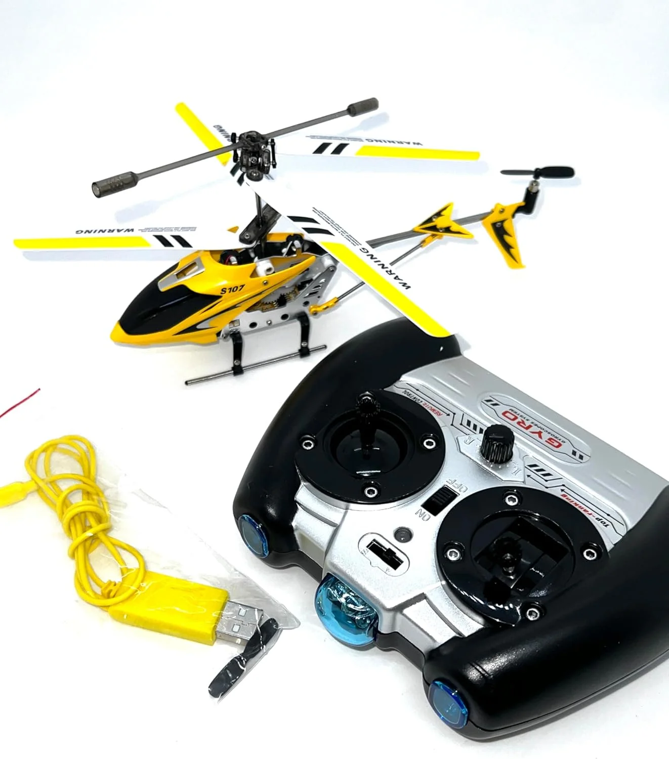 هلیکوپتر مینی آرسی مادون قرمز 3 کاناله سری فلزی MZtoyz S107G (زرد) هلیکوپتر فلزی با کنترل تریم قابل تنظیم برای پسران و دختران