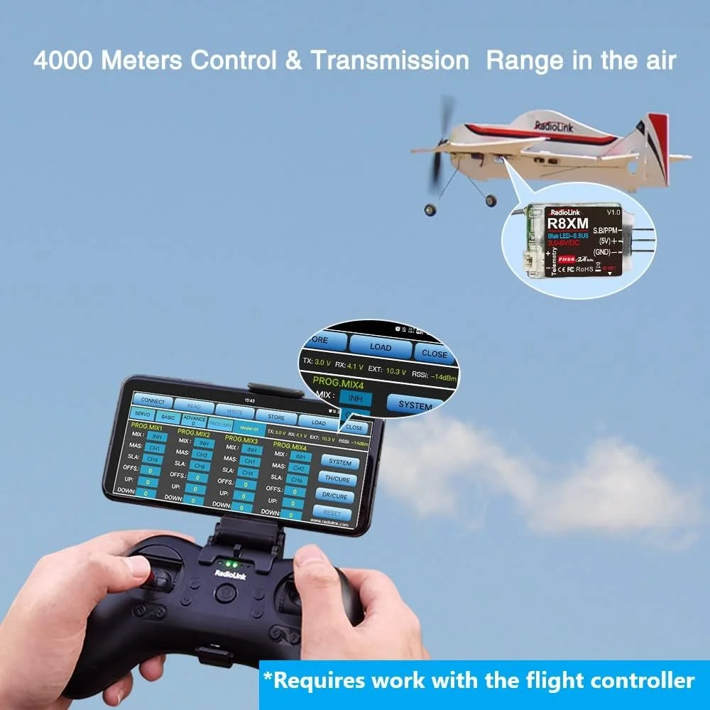 گیرنده رادیویی 8 کاناله 2.4 گیگاهرتزی Radiolink R8XM با SBUS/PPM و تله متری ولتاژ، کنترل از راه دور برد بلند RX برای هواپیما فرستنده T8S/T8FB