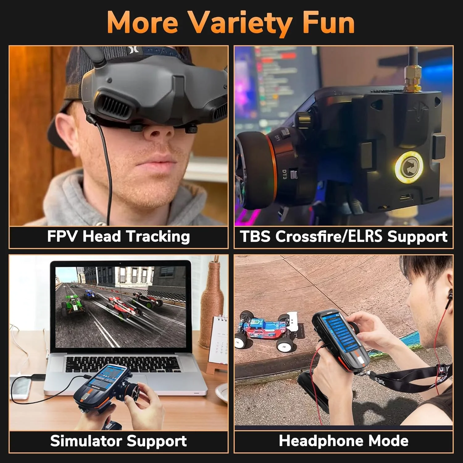 رادیوکنترل 8 کاناله 2.4G مدل Radiolink RC8X به همراه گیرنده های ژیروسکوپی R8FG و R4FGM V2.2، دارای صفحه نمایش لمسی 4.3 اینچی IPS تمام رنگی، برد بلند 600 متری، 200 حافظه مدل برای ماشین های خزنده، دریفت و قایق های کنترلی