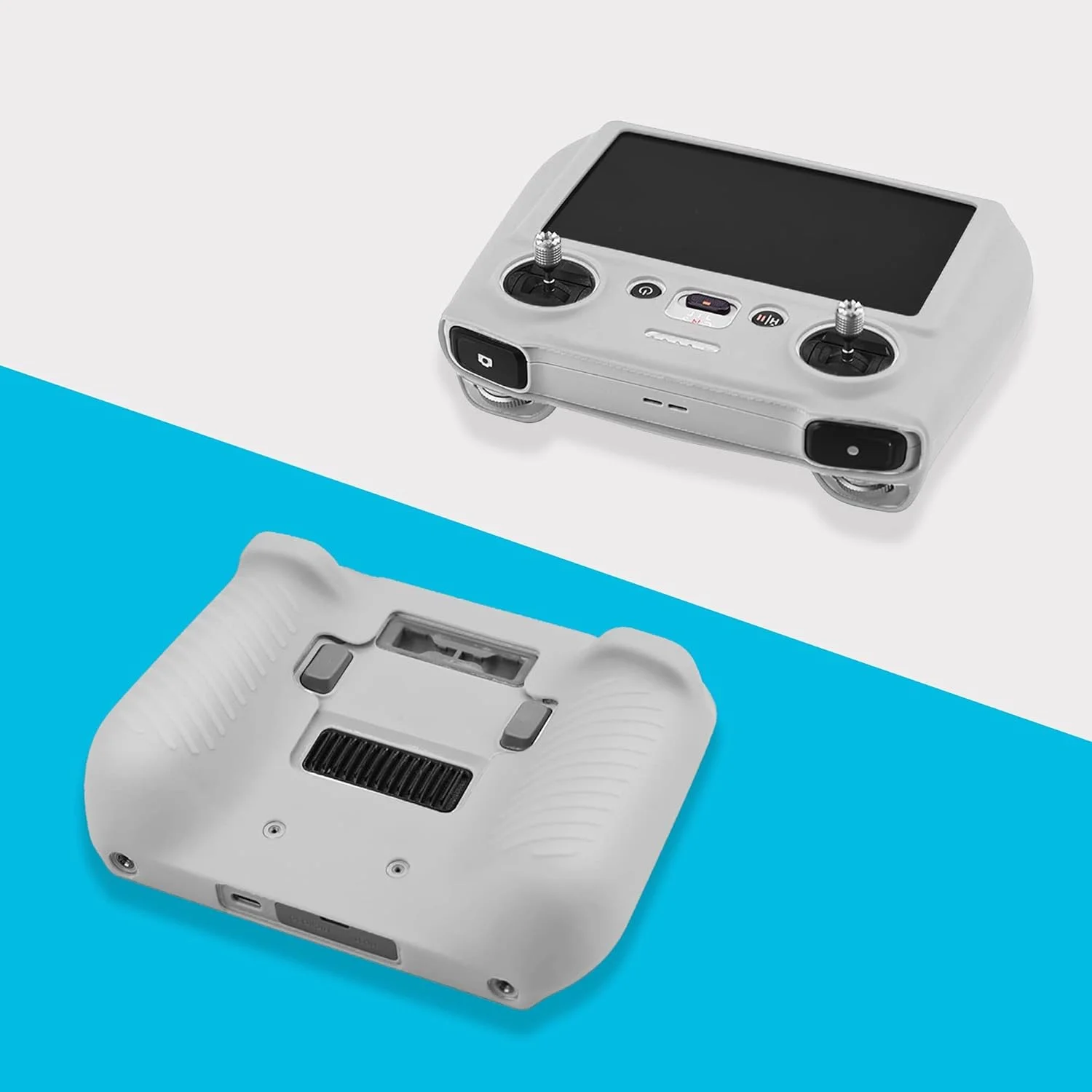 کاور محافظ برای کنترل از راه دور Mini 3 Pro به همراه محافظ صفحه نمایش شیشه ای حرارت دیده (2 عدد) و بند گردنی برای لوازم جانبی DJI Mini 3 Pro (کنترل از راه دور Mini 3 Pro، خاکستری)