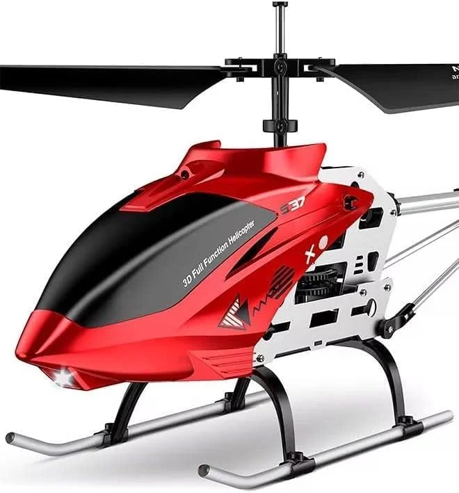 هلیکوپتر کنترلی بدنه فلزی، هلیکوپتر پروازی 2.4 گیگاهرتز با چراغ های LED، قاب آلیاژی بادوام، پرواز پایدار، پرواز آسان برای کودکان و بزرگسالان (قرمز)