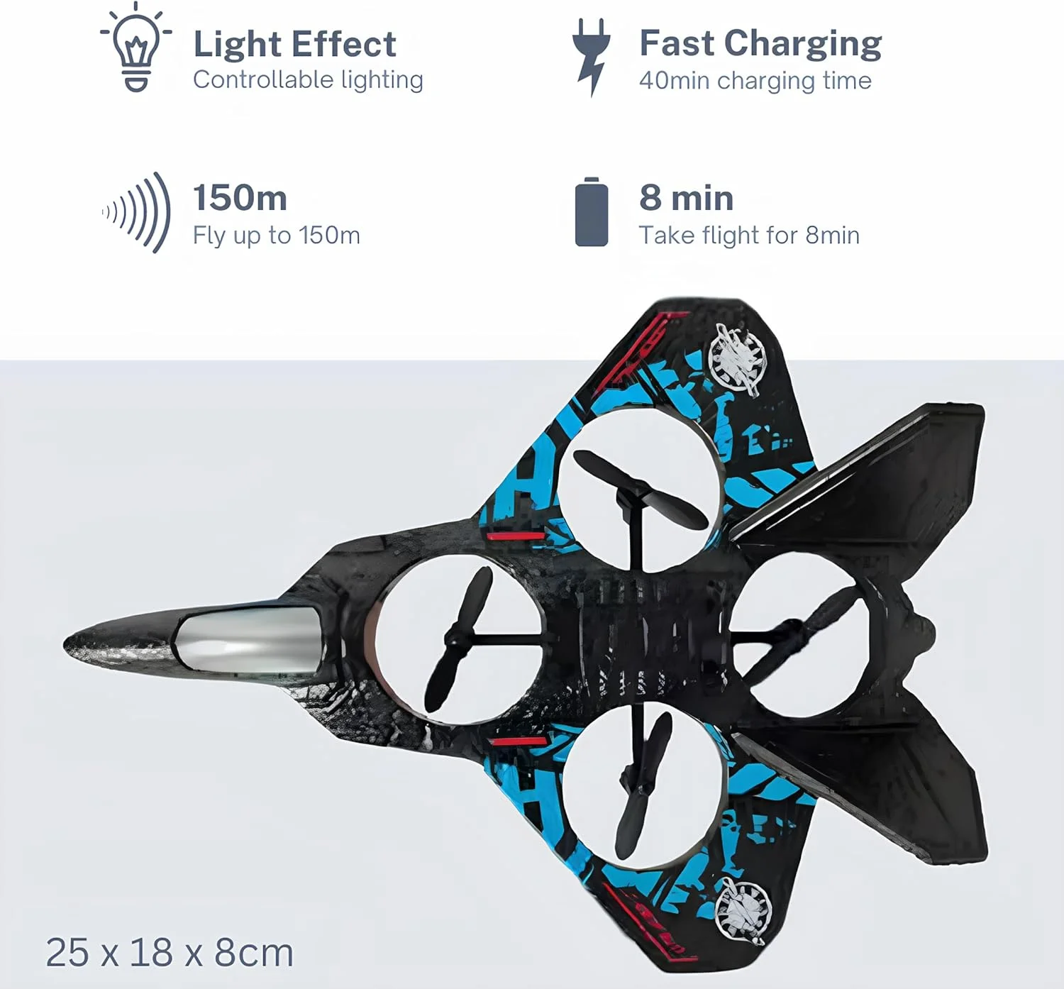 هواپیمای کنترلی از راه دور F22 کوادکوپتر - هلیکوپتر کنترلی - اسباب بازی هدیه برای بزرگسالان و کودکان - شارژر ملخ - آکروباتیک داخل و خارج از منزل