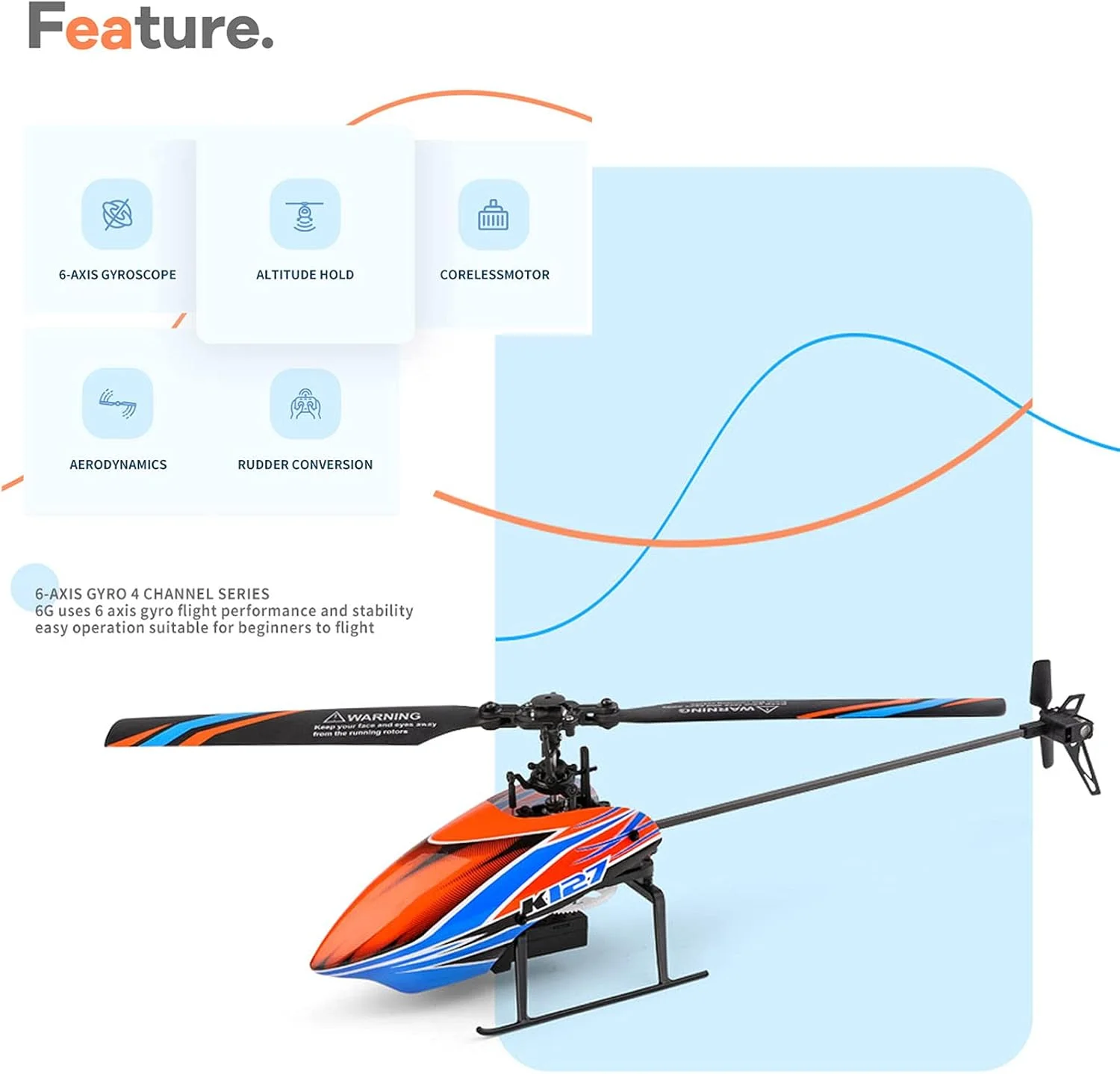 هلیکوپتر کنترلی OUNA XKS K127، هلیکوپتر کنترلی مناسب مبتدیان، دارای جایروسکوپ 6 محوره، هواپیمای تک پره کنترلی، ارتفاع ثابت 4 کاناله RTF