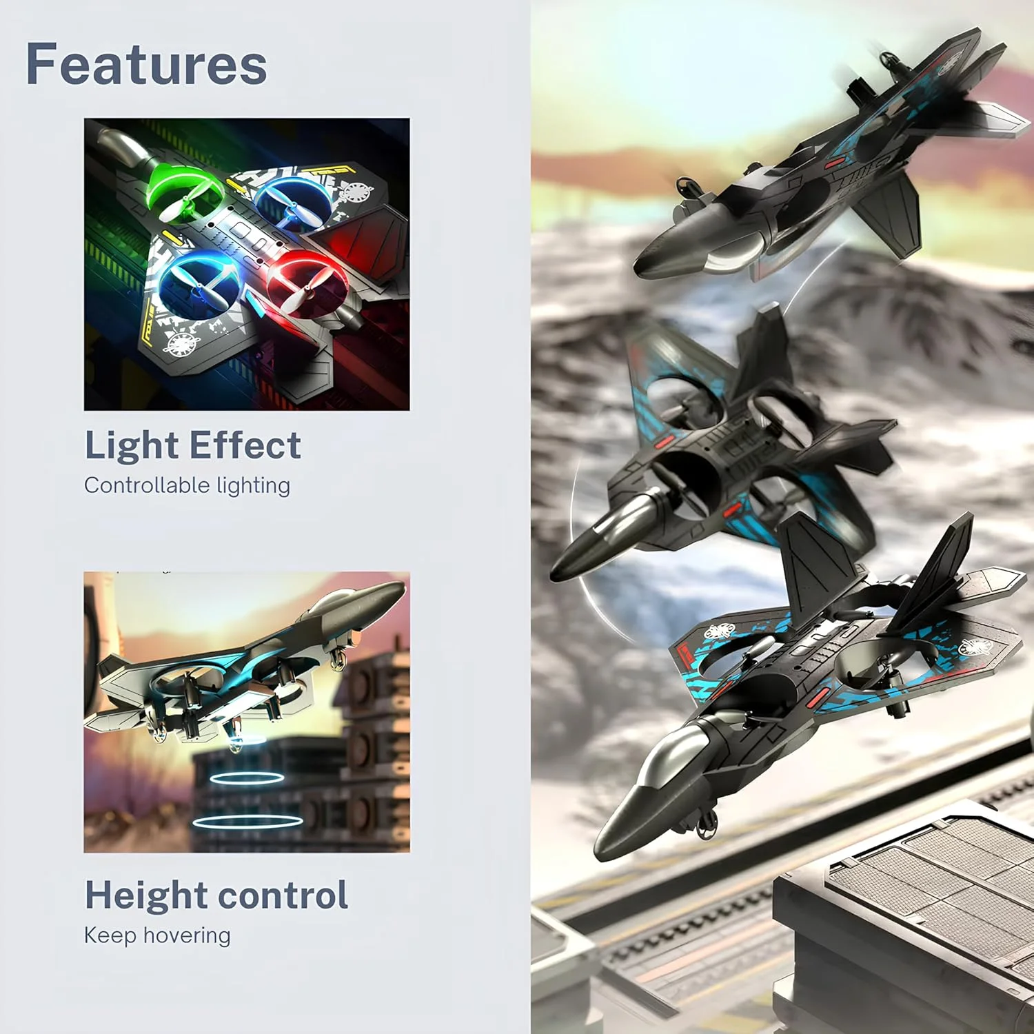 هواپیمای کنترلی از راه دور F22 کوادکوپتر - هلیکوپتر کنترلی - اسباب بازی هدیه برای بزرگسالان و کودکان - شارژر ملخ - آکروباتیک داخل و خارج از منزل