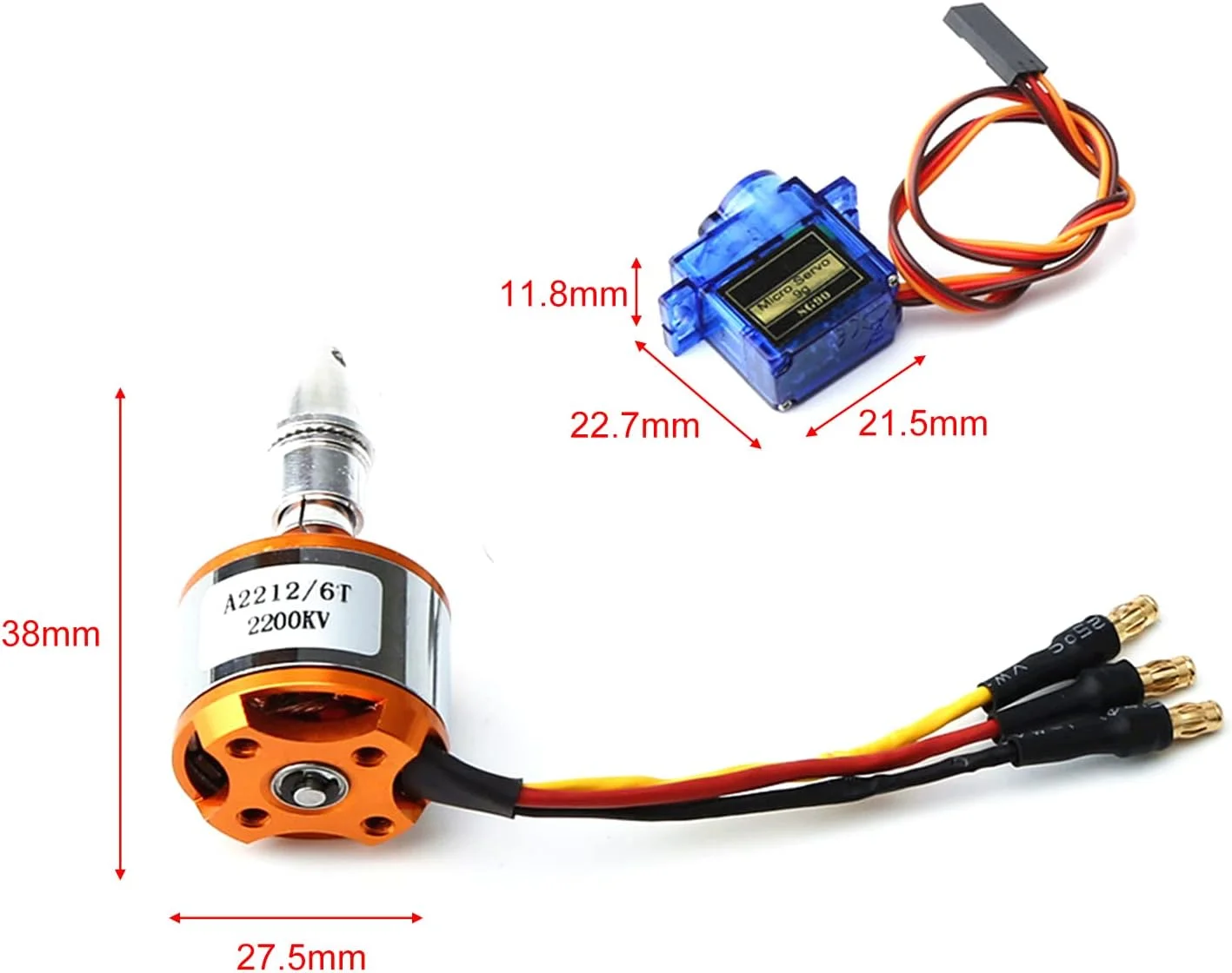 موتور براشلس 1400KV پپیسکی، اسپید کنترل 30 آمپر، ملخ 8060، میکرو سروو 9 گرمی 2 عدد برای هواپیمای کنترلی و هلیکوپتر با کانکتور XT60