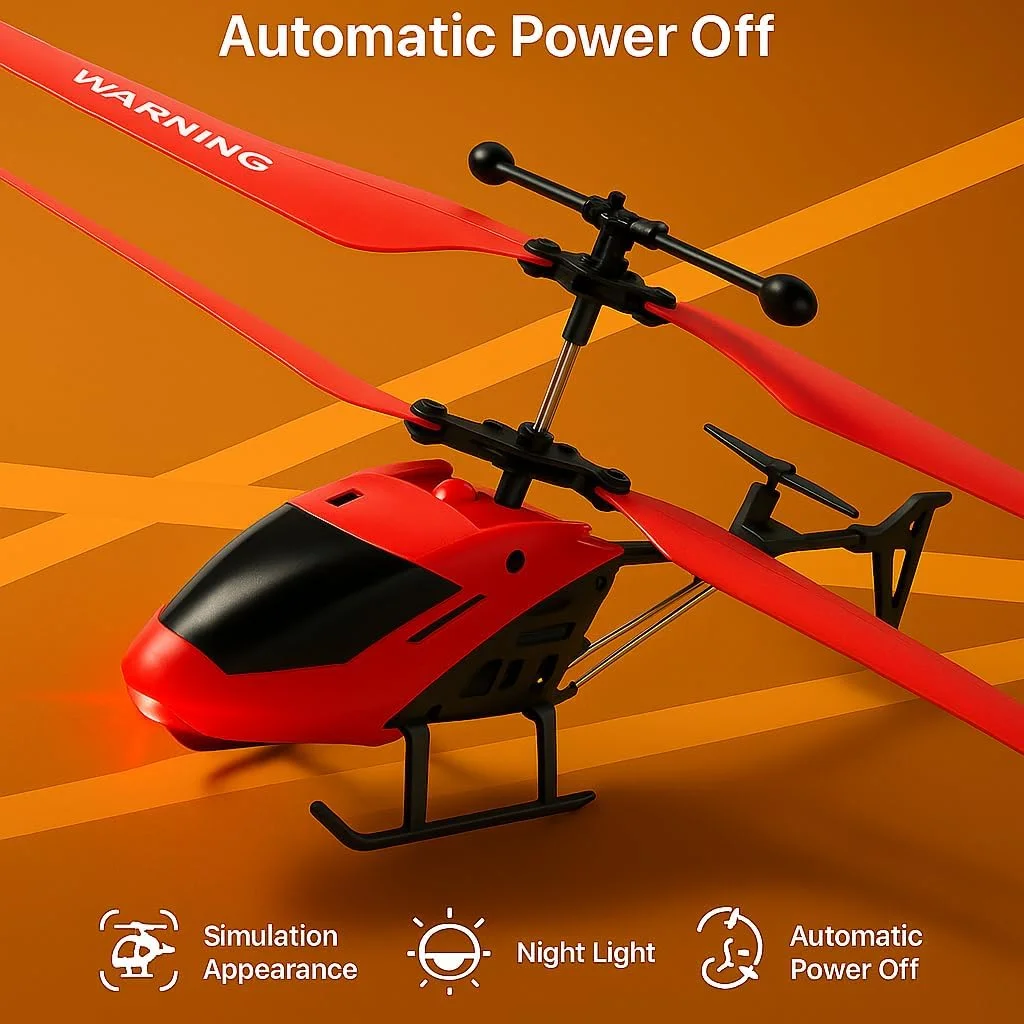 هلیکوپتر کنترلی با حسگر جاذبه دستی، اسباب بازی هلیکوپتر پرنده با کنترل از راه دور، هلیکوپتر شارژی با نور سه بعدی و حسگر ایمنی برای کودکان 4 سال به بالا | بسته 1 عددی (رنگ قرمز)