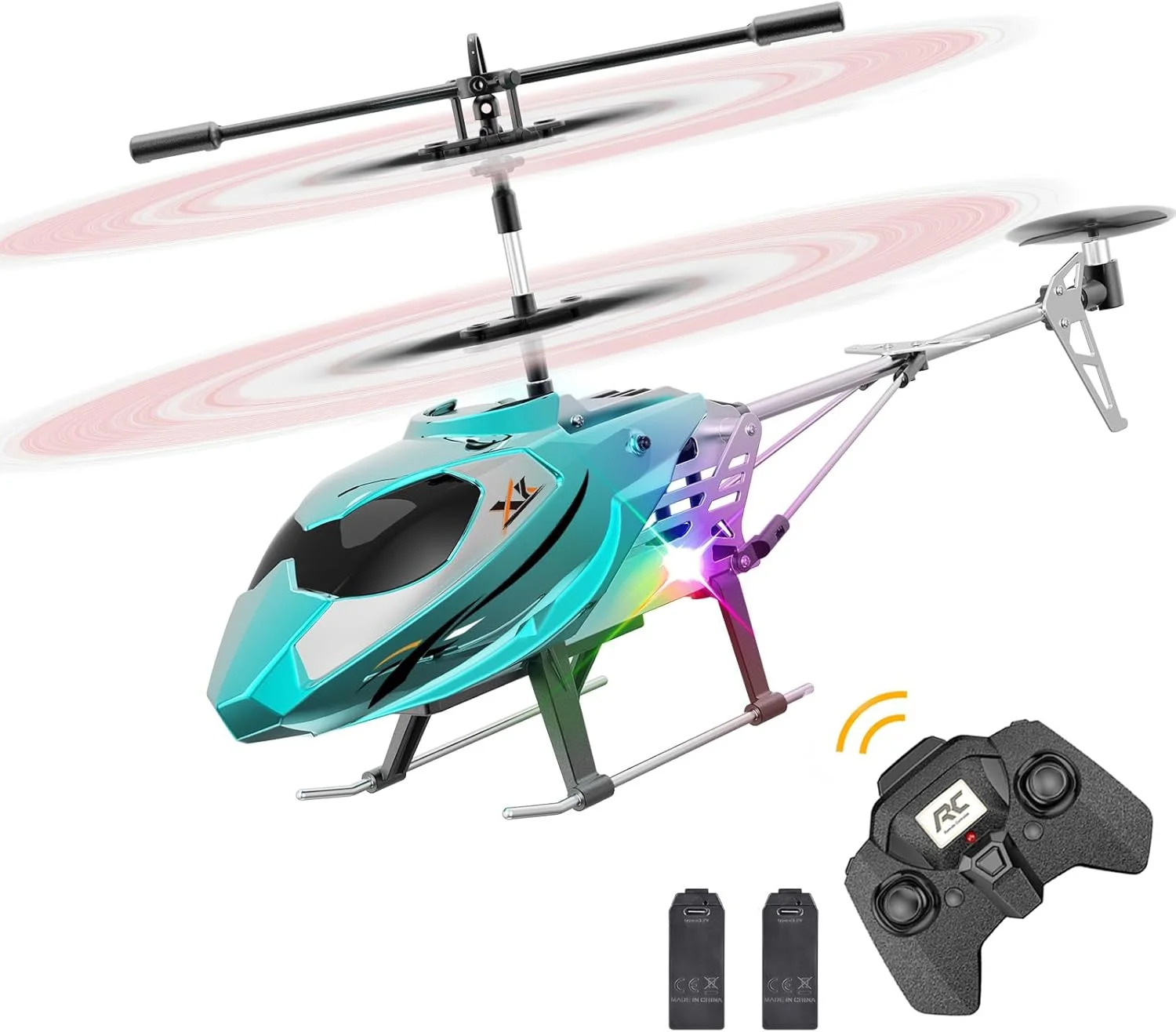 هلیکوپتر کنترلی 2.4G برای کودکان، اسباب بازی هواپیمای هلیکوپتر RC داخلی با 3.5 کانال و چراغ LED و ژیروسکوپ، حفظ ارتفاع، شروع با یک دکمه، هدیه برای پسران، دختران