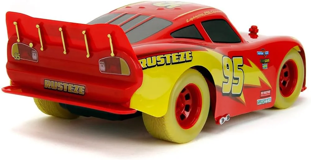 ماشین کنترلی لایتنینگ مک‌کوئین مدل Glow Racers از Jada Toys، مقیاس 1:14، برگرفته از انیمیشن ماشین‌ها، سرعت بالا