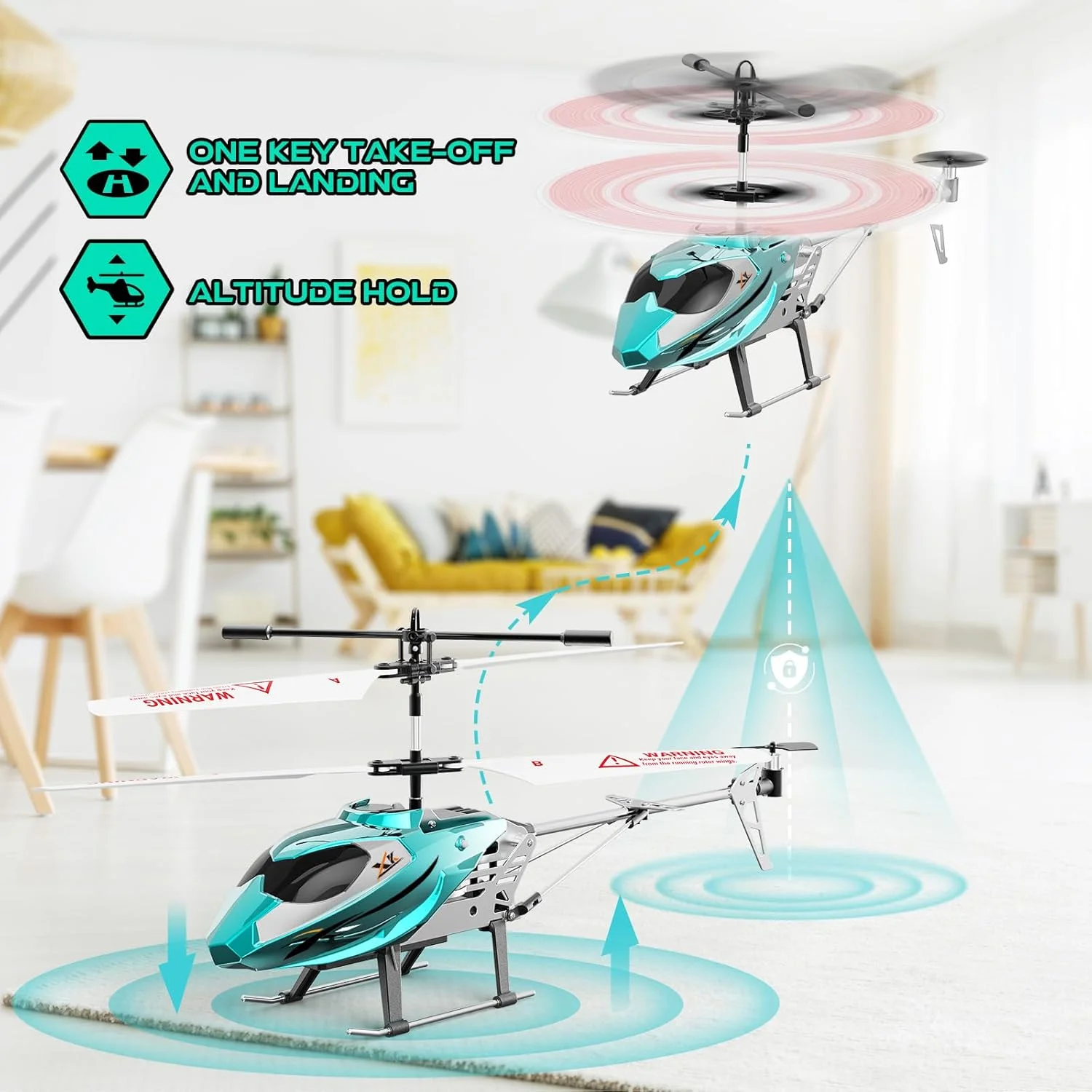 هلیکوپتر کنترلی 2.4G برای کودکان، اسباب بازی هواپیمای هلیکوپتر RC داخلی با 3.5 کانال و چراغ LED و ژیروسکوپ، حفظ ارتفاع، شروع با یک دکمه، هدیه برای پسران، دختران