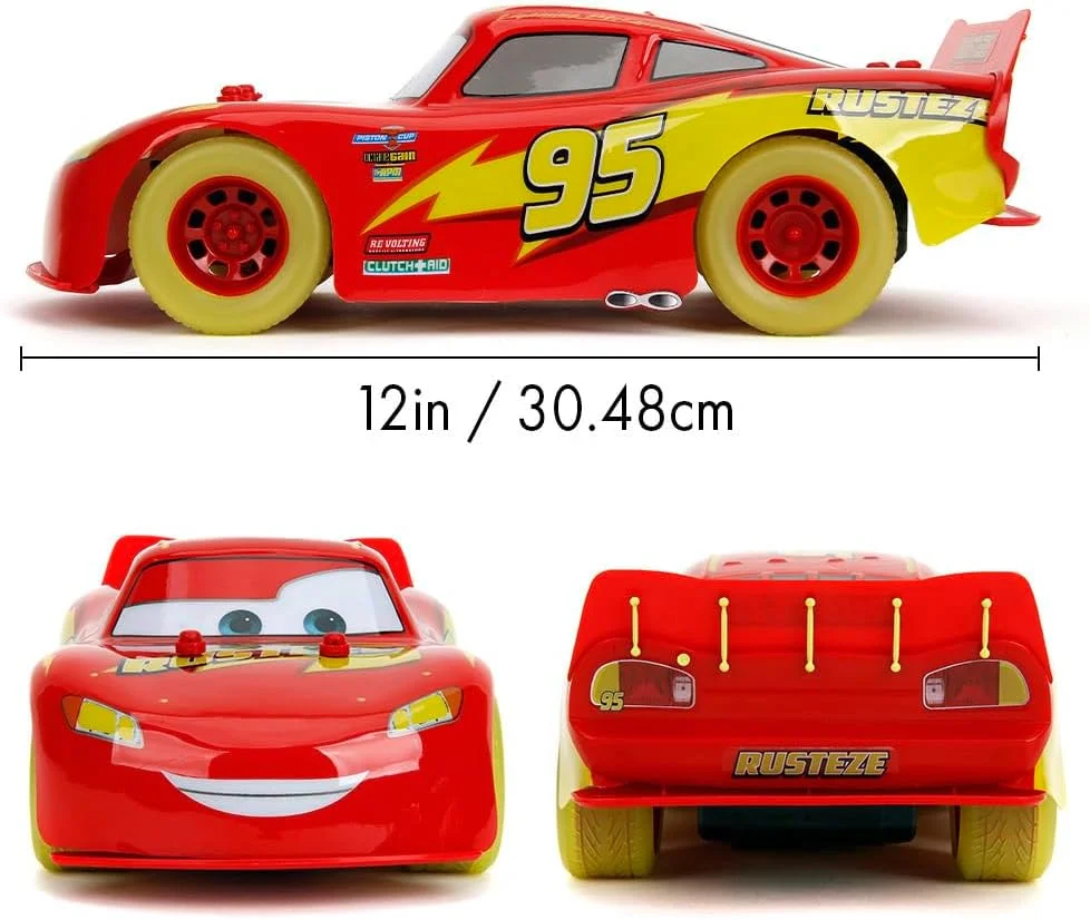 ماشین کنترلی لایتنینگ مک‌کوئین مدل Glow Racers از Jada Toys، مقیاس 1:14، برگرفته از انیمیشن ماشین‌ها، سرعت بالا