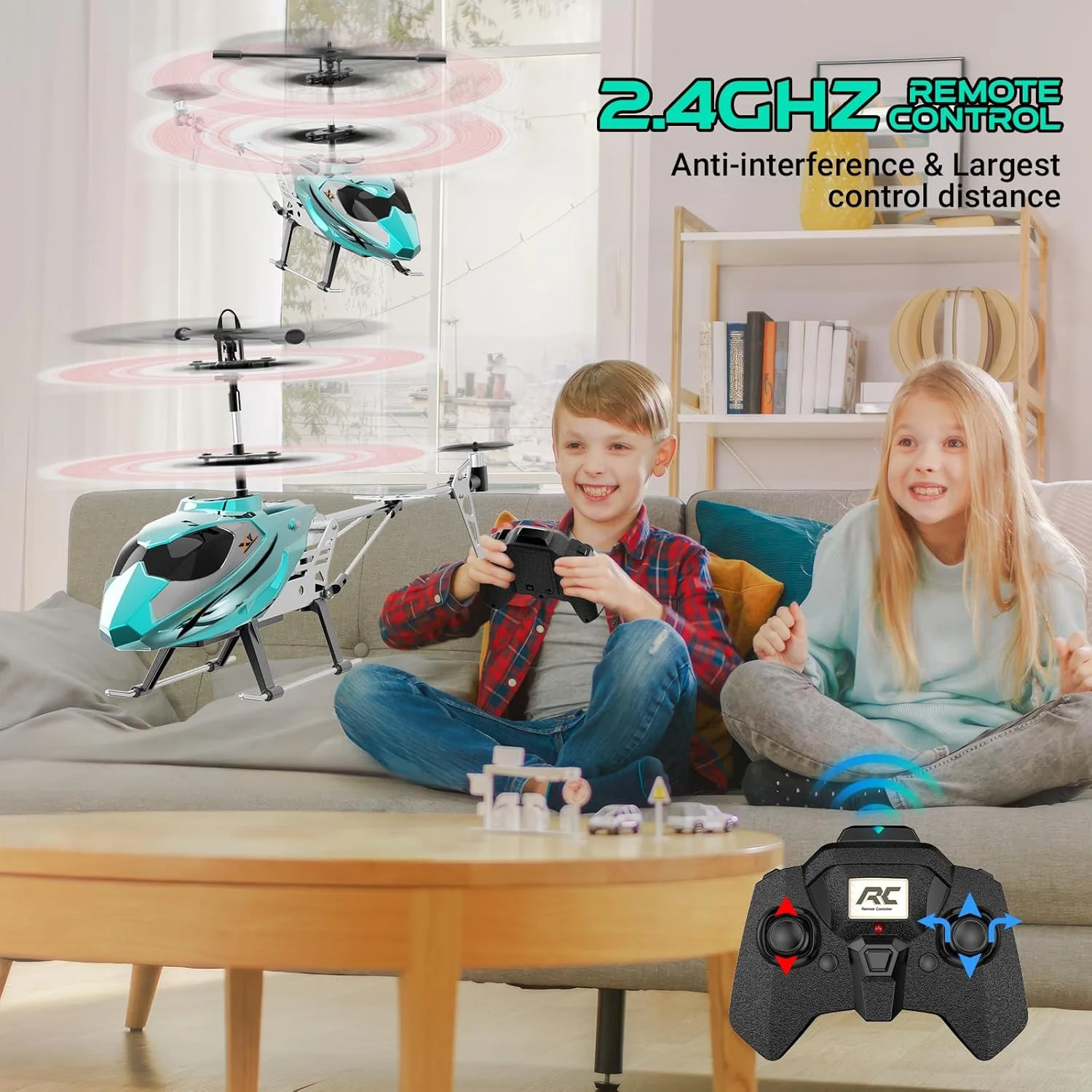 هلیکوپتر کنترلی 2.4G برای کودکان، اسباب بازی هواپیمای هلیکوپتر RC داخلی با 3.5 کانال و چراغ LED و ژیروسکوپ، حفظ ارتفاع، شروع با یک دکمه، هدیه برای پسران، دختران