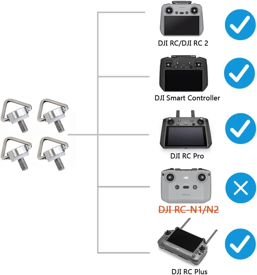 iMusk ۴ عدد پیچ قلاب گردنی RC-2 مناسب Air 3/Mini 4 Pro، پیچ های تاشو استیل ضد زنگ برای DJI RC 2 و DJI RC Pro