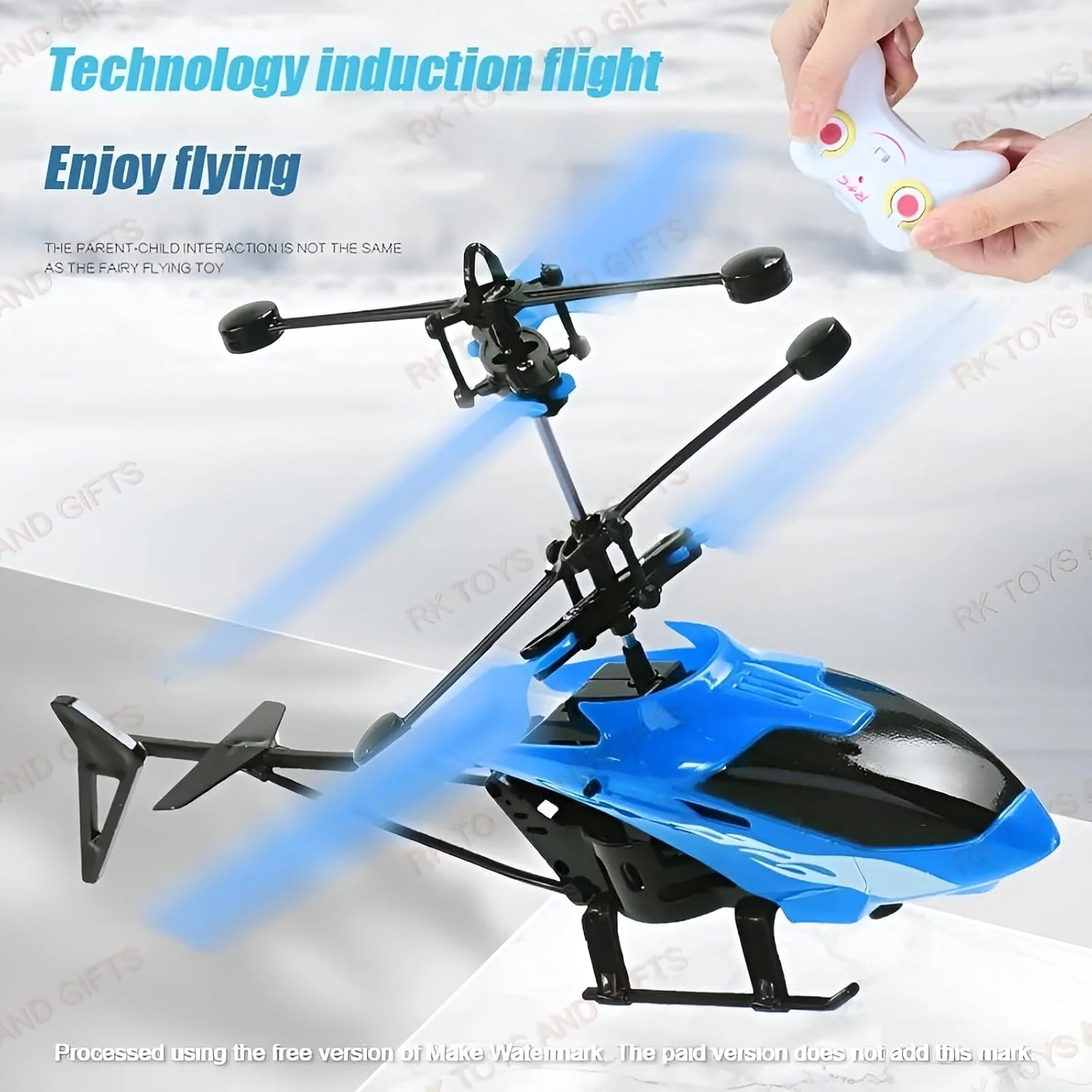 هلیکوپتر با کنترل از راه دور رادیویی و حسگر دستی، اسباب بازی 2 در 1 با نور سه بعدی، مناسب برای پسران، شارژ USB (پرواز در فضای داخلی و خارجی) (چند رنگ)