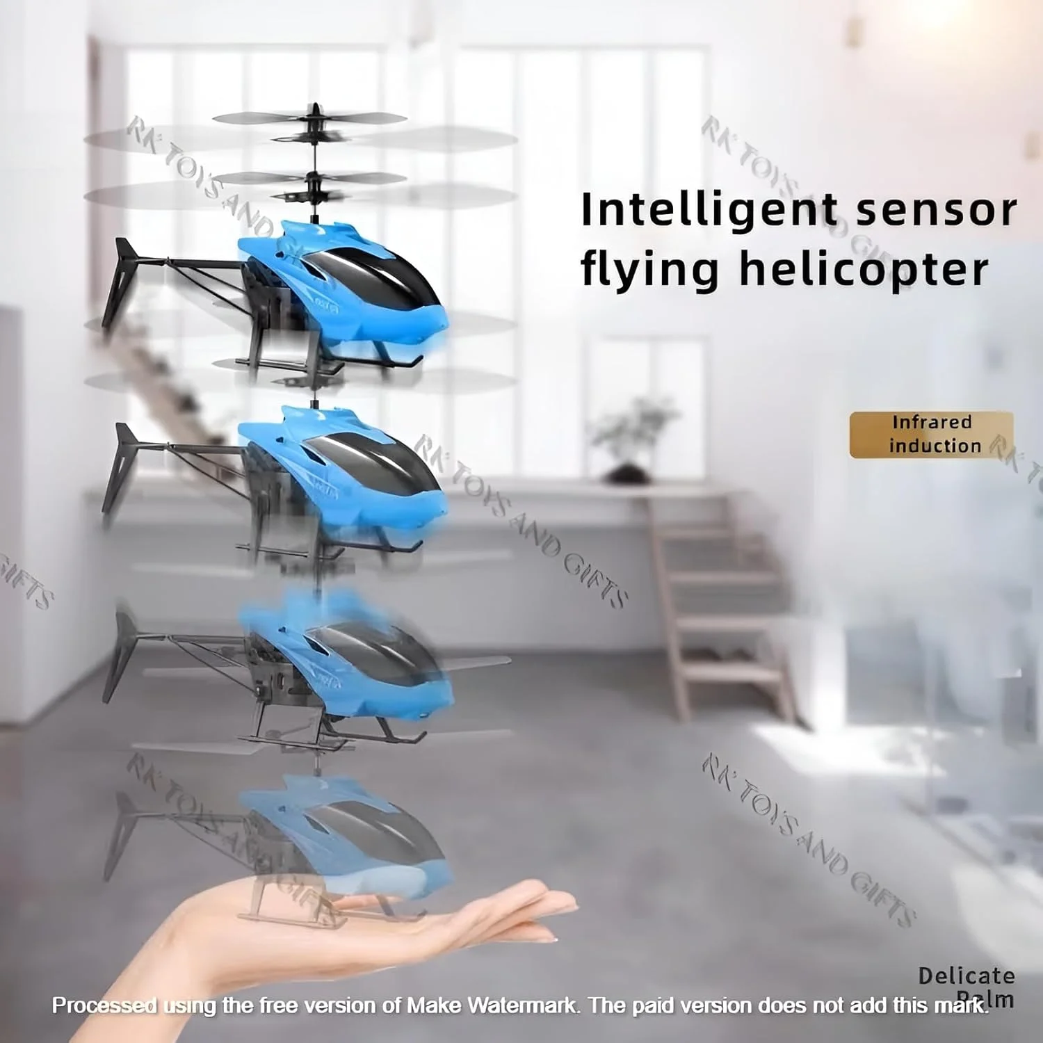 هلیکوپتر با کنترل از راه دور رادیویی و حسگر دستی، اسباب بازی 2 در 1 با نور سه بعدی، مناسب برای پسران، شارژ USB (پرواز در فضای داخلی و خارجی) (چند رنگ)
