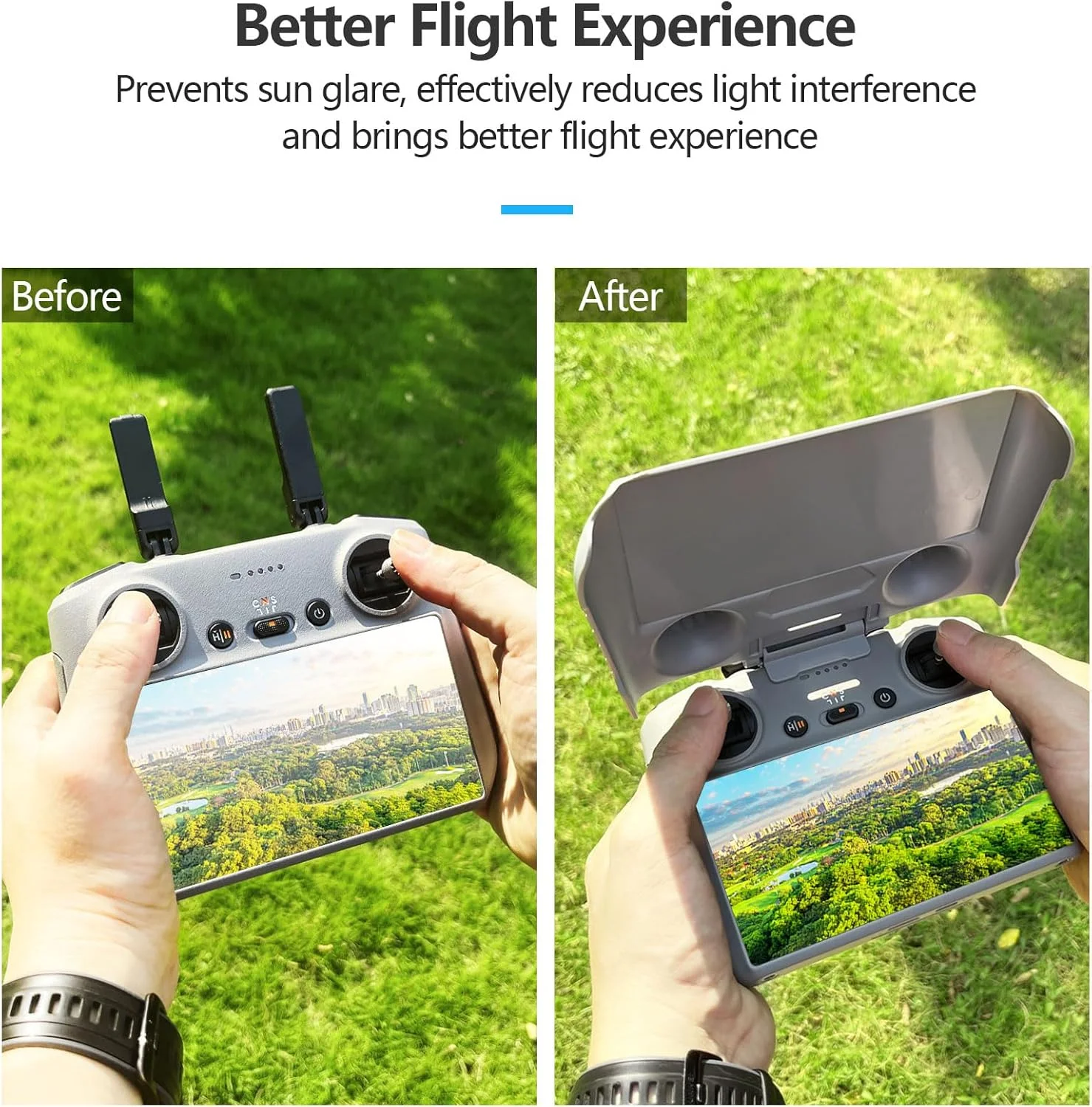 آفتابگیر ریموت کنترل FPVtosky RC 2 مناسب برای DJI Mini 4 Pro/Air 3S/Flip، پوشش محافظ ریموت کنترل RC-2 برای لوازم جانبی DJI RC2، آفتابگیر + بند گردن + محافظ صفحه نمایش