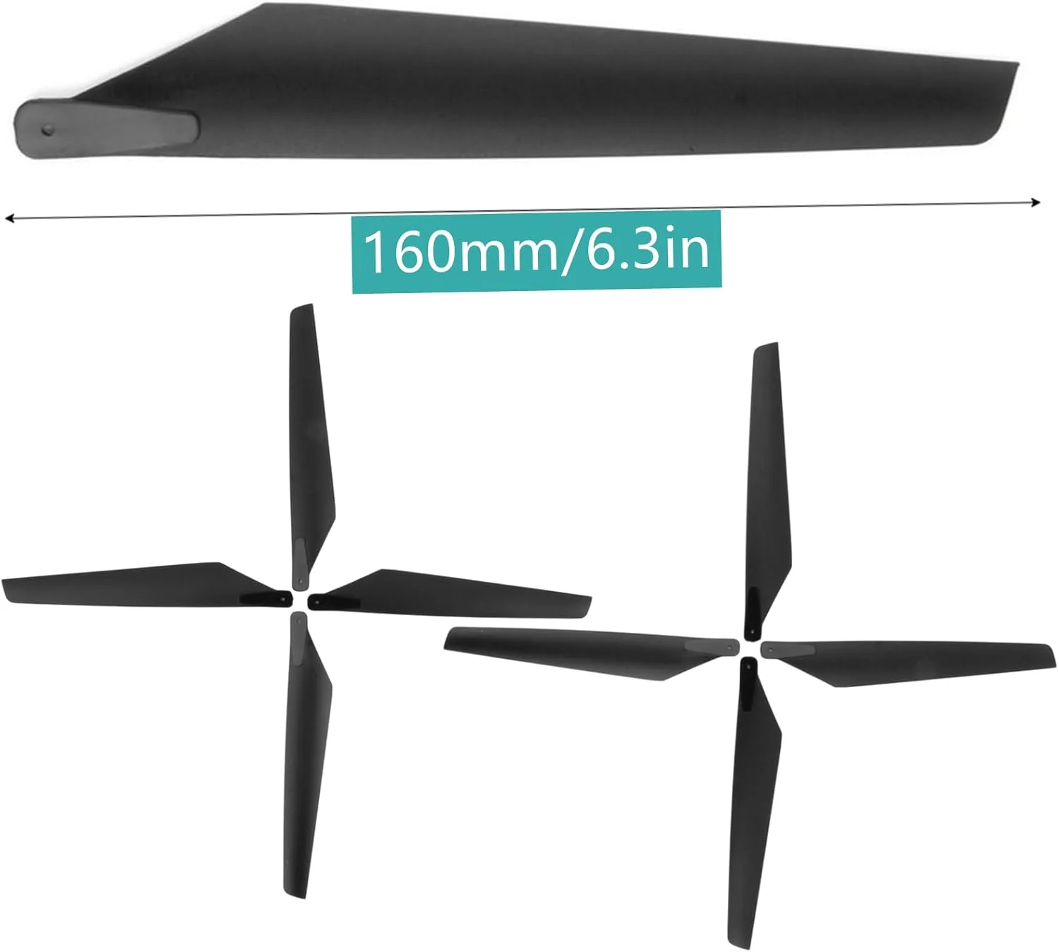 دو عدد تیغه اصلی هلیکوپتر آرسی، مناسب برای هلیکوپترهای آرسی V3 V4 5#4 5-8 Apache AH6، مشکی