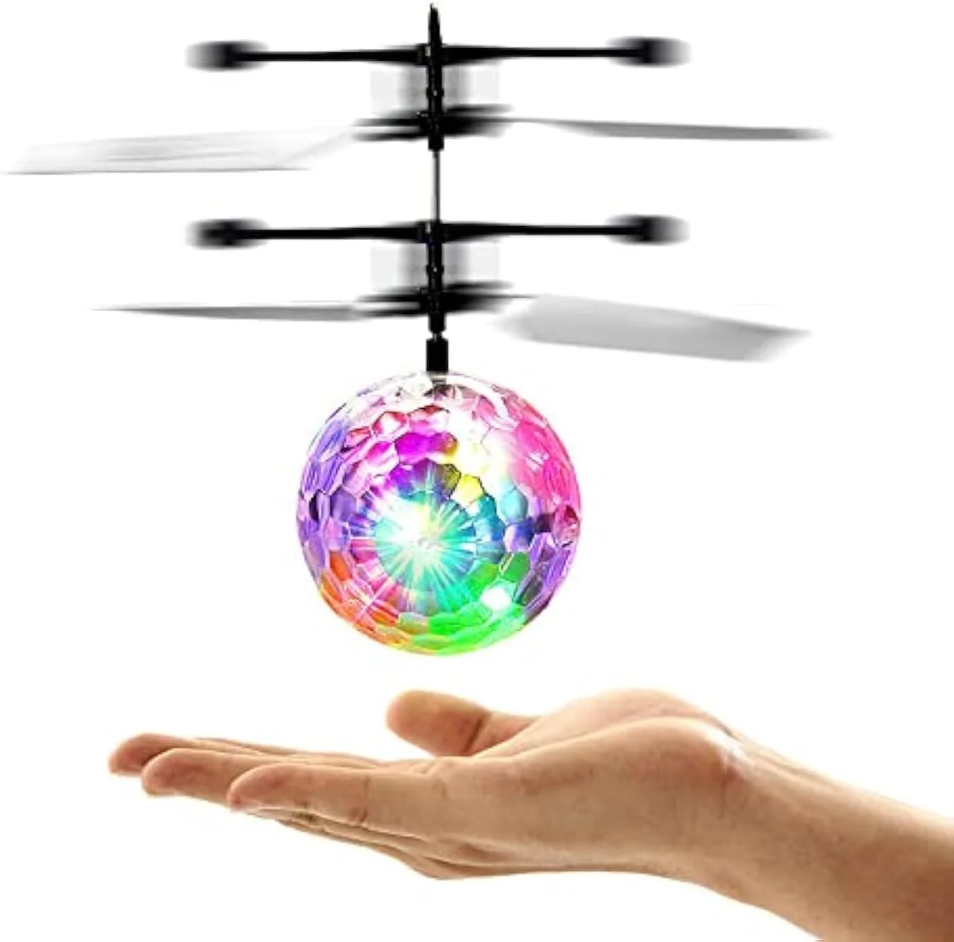 توپ پرنده با کنترل از راه دور، هلیکوپتر درخشان LED، پهپاد دستی با حسگر مادون قرمز، مناسب برای خانواده ها و اسباب بازی پسرانه و دخترانه برای سنین 8 سال به بالا