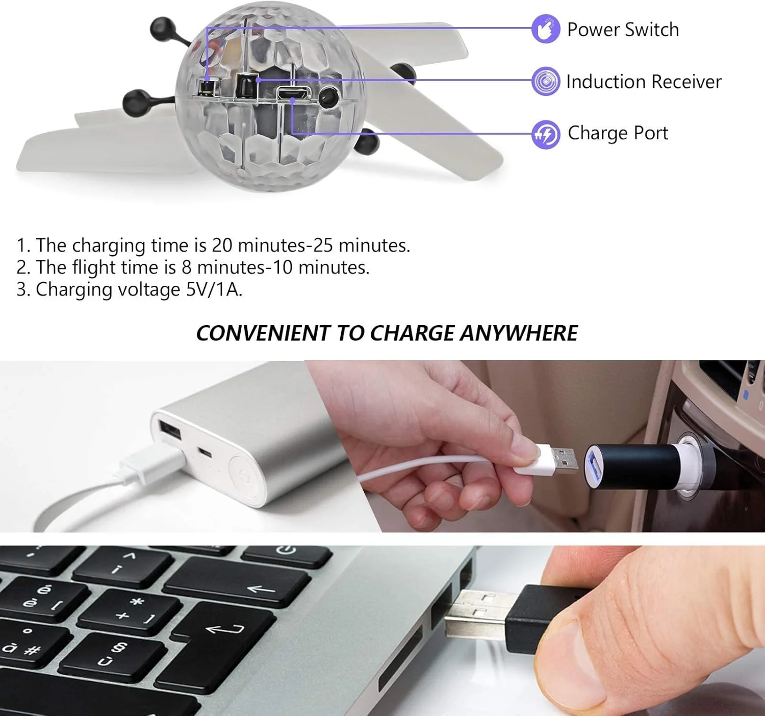 توپ پرنده مناسب ۱۴ سال به بالا، هلیکوپتر LED درخشان، سنسور مادون قرمز ایمن، مناسب فضای داخلی و خارجی، اسباب بازی برای خانواده، پسران و دختران