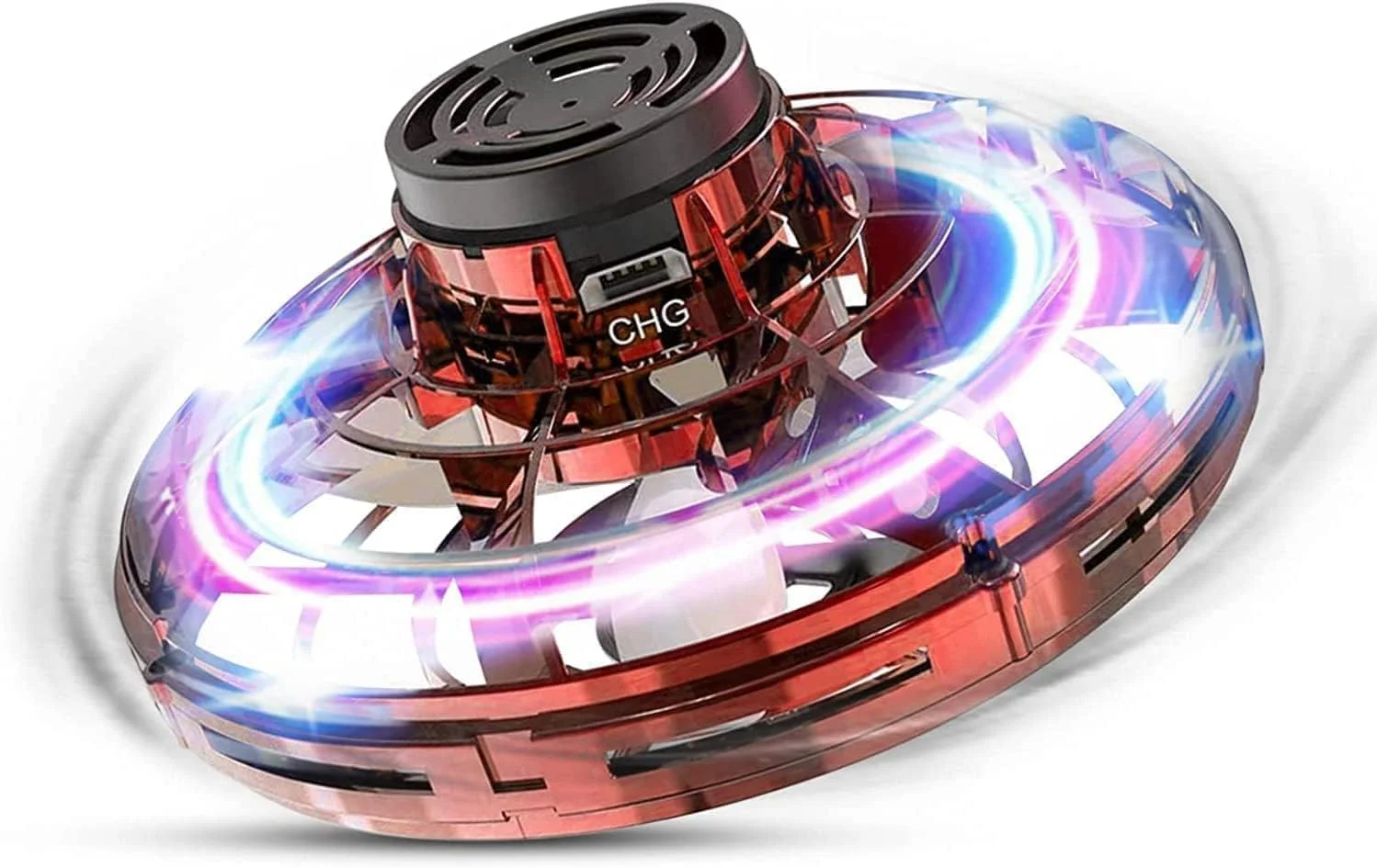 توپ های پرنده مینی دستی، اسباب بازی های هلیکوپتری با چرخش 360 درجه و چراغ های LED درخشان برای سرگرمی کودکان و بزرگسالان در فضای باز (قرمز)