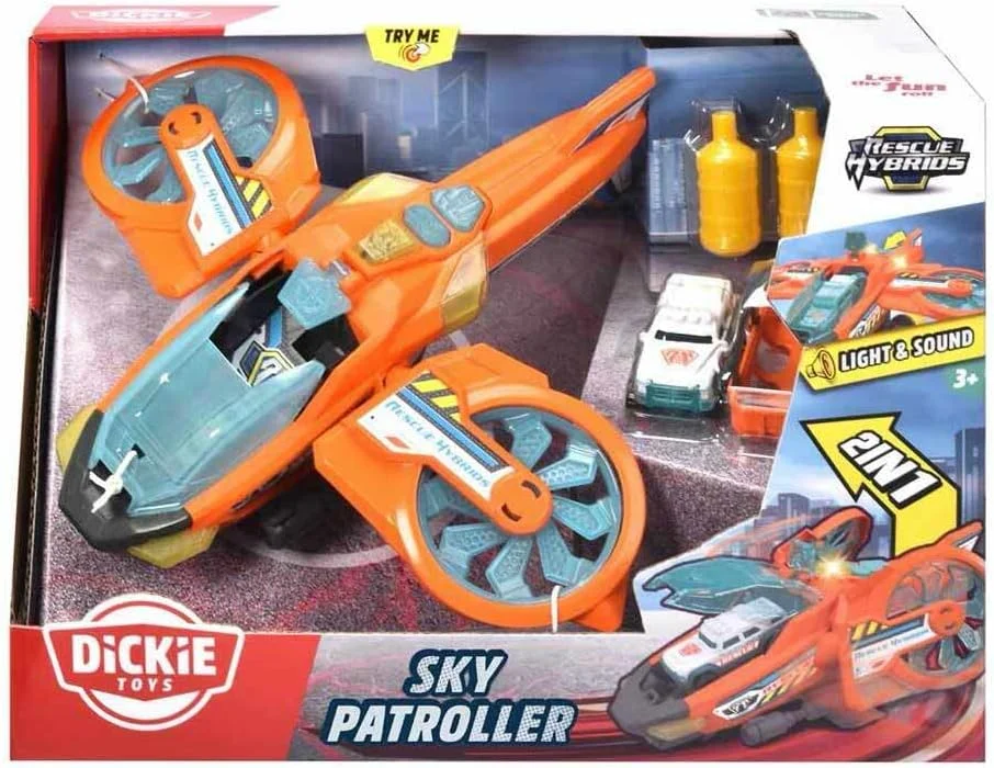 اسباب بازی Dickie Toys Rescue Hybrids Sky Patroller - طول 35 سانتی متر. ماشین سفید 4x4 با مقیاس دقیق 1:64
