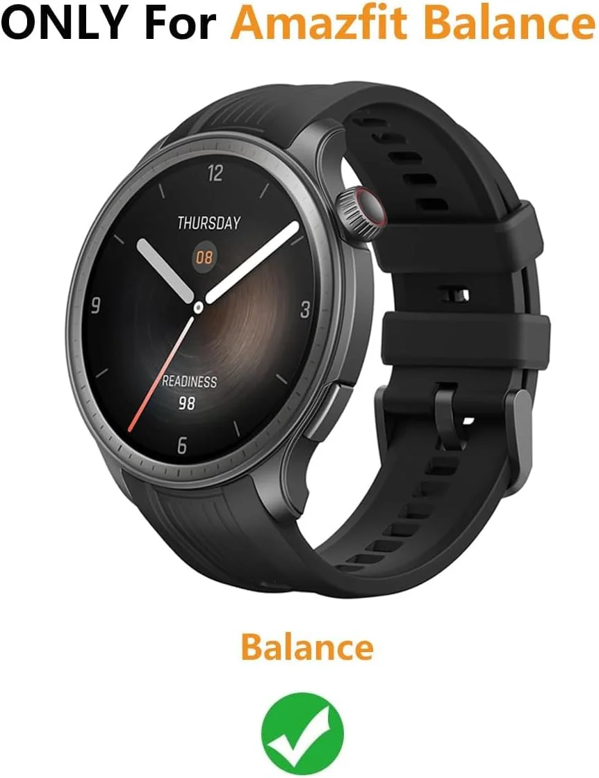 محافظ صفحه نمایش و بدنه Skeido مدل Amazfit Balance A2286، جنس PC سخت و شیشه حرارت دیده، پوشش کامل، ضد ضربه و ضد خش (مشکی)