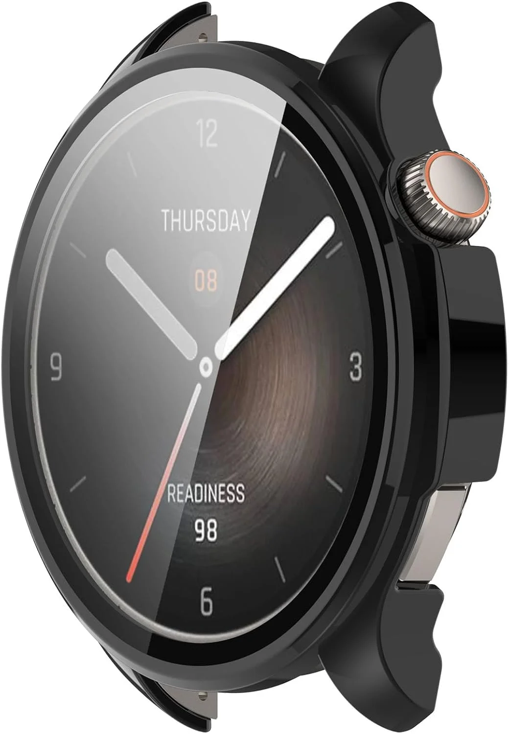 محافظ صفحه نمایش و بدنه Skeido مدل Amazfit Balance A2286، جنس PC سخت و شیشه حرارت دیده، پوشش کامل، ضد ضربه و ضد خش (مشکی)