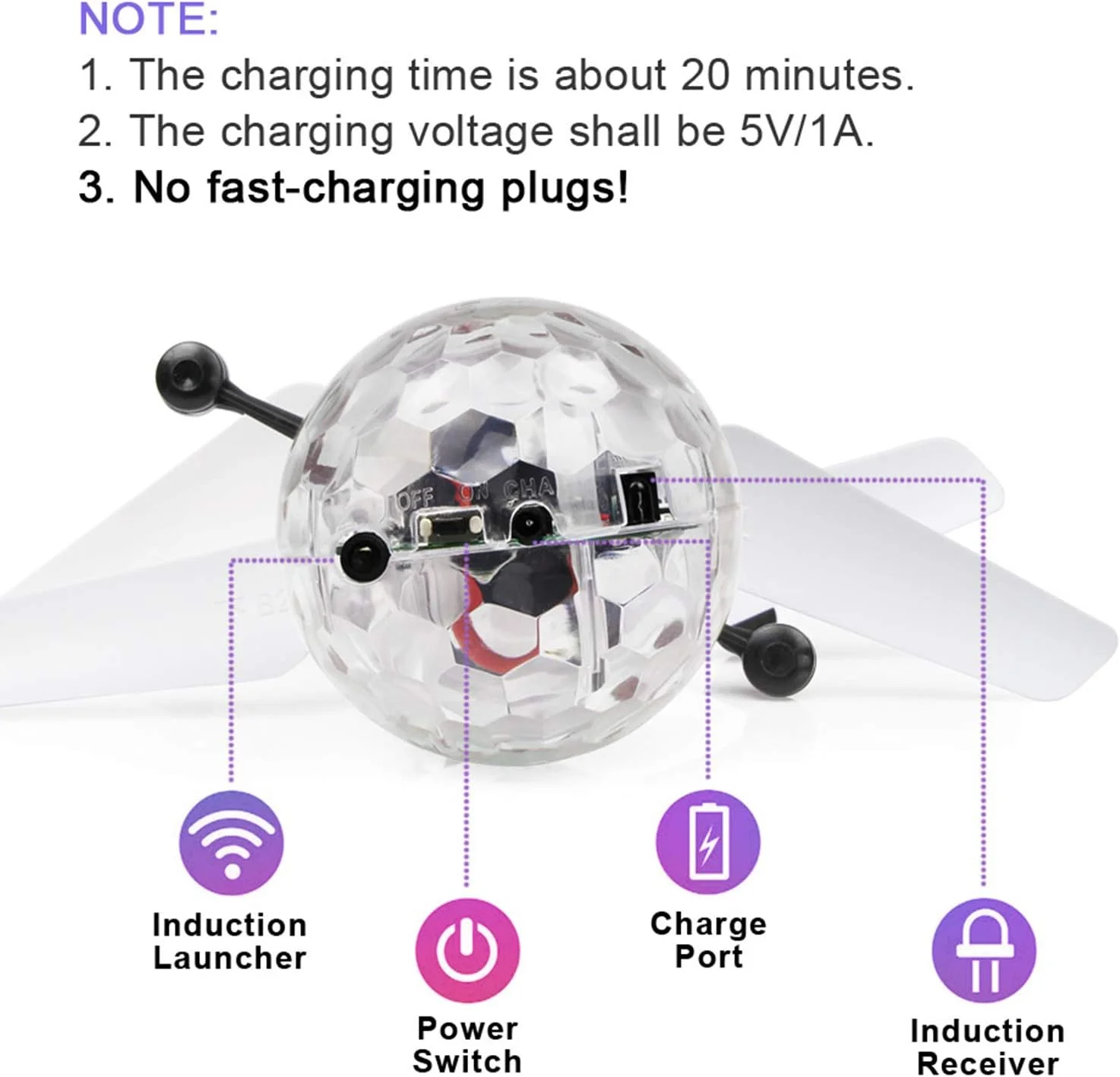 توپ پرنده Betheaces، اسباب بازی RC برای هدیه پسران و دختران کودک، هلیکوپتر القایی مادون قرمز با نورپردازی قابل شارژ با کنترل از راه دور برای بازی های داخل و خارج از خانه