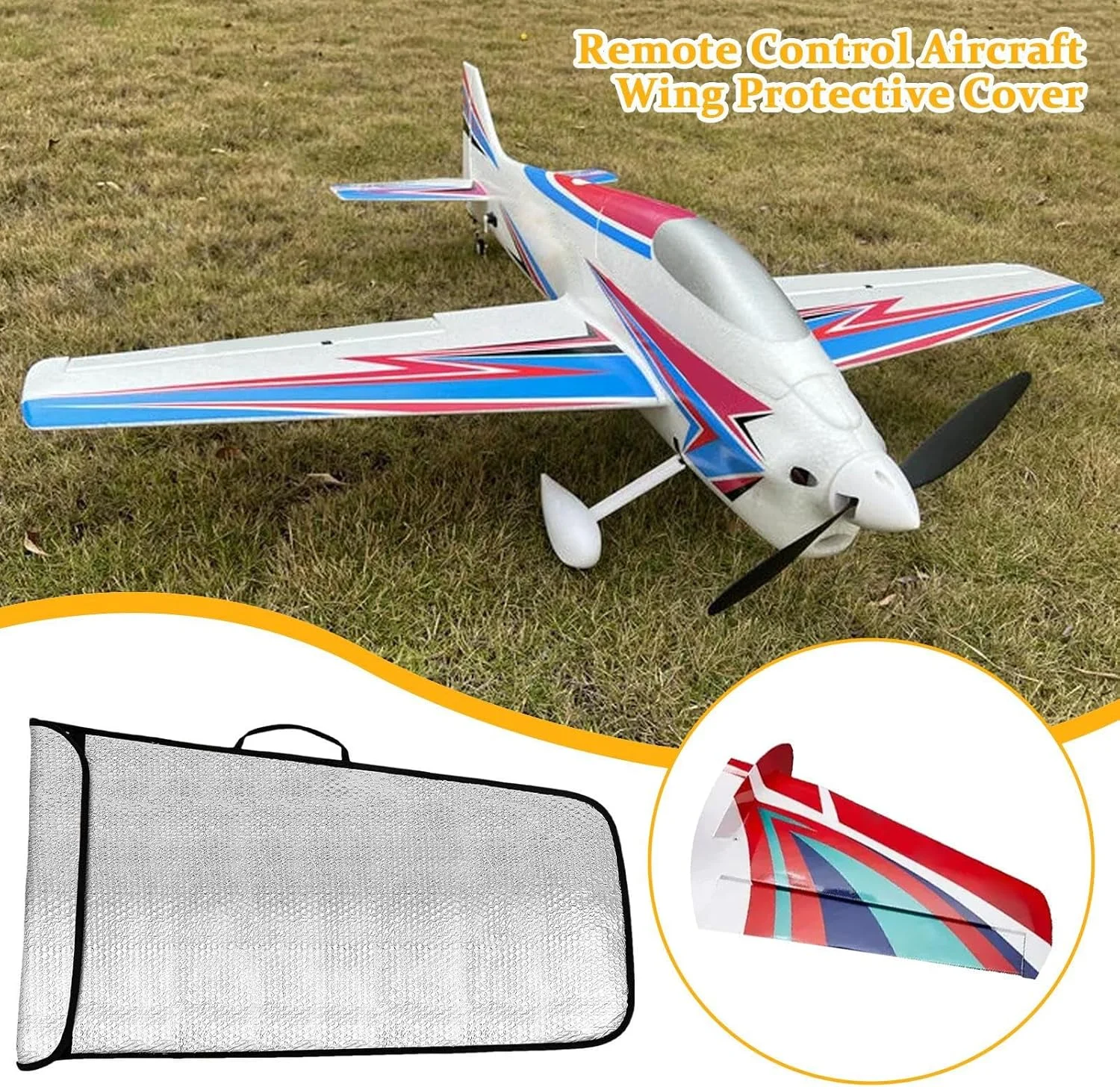 کیف محافظ بال هواپیمای مدل آرسی - پوشش ضد آب با لایه حبابدار، کاور محافظ بال با دسته | برای حمل و نقل و نگهداری تجهیزات مدل هواپیما