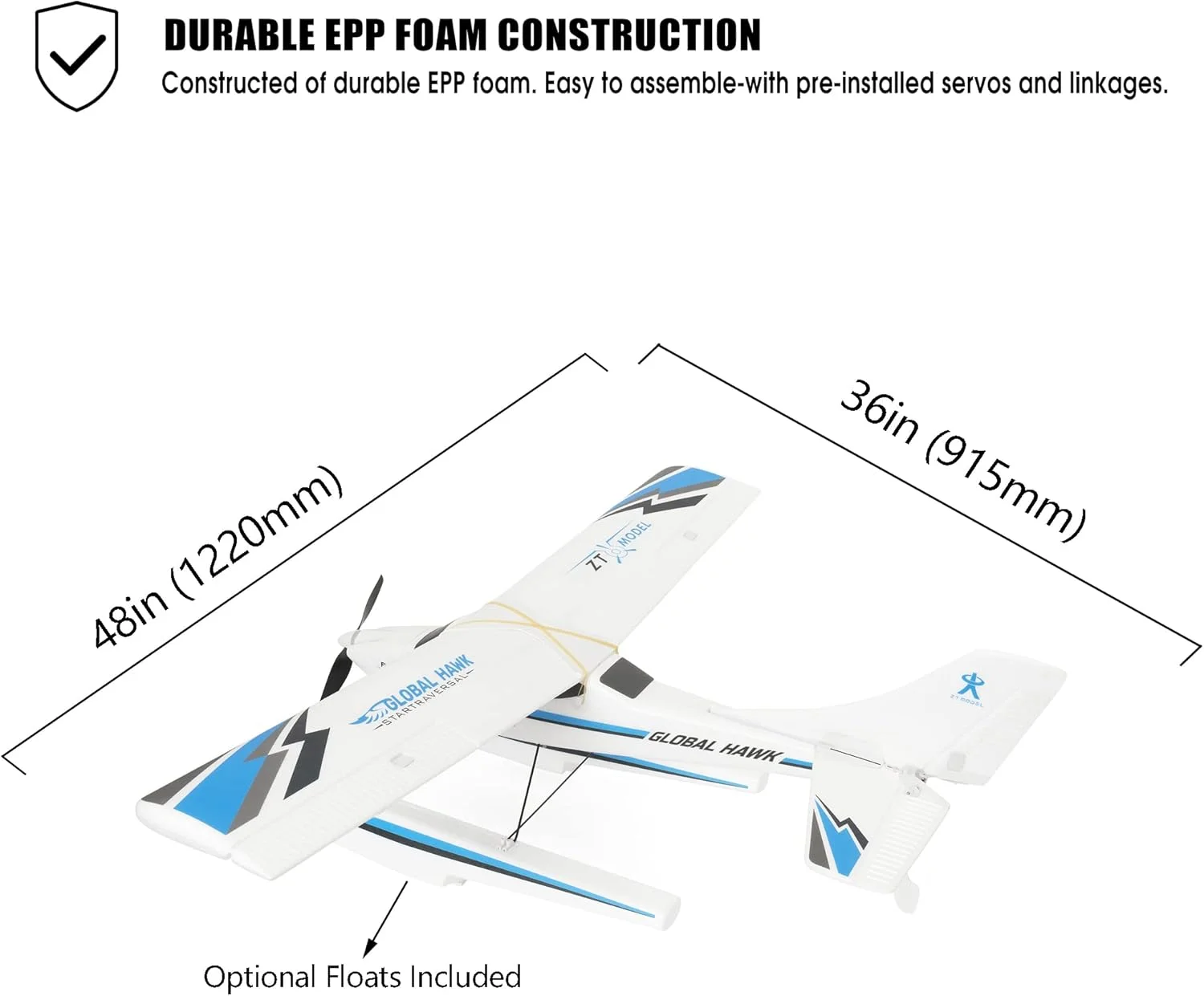 هواپیمای دریایی کنترلی گلوبال هاوک 2.4 گیگاهرتز - قرمز - RTF
