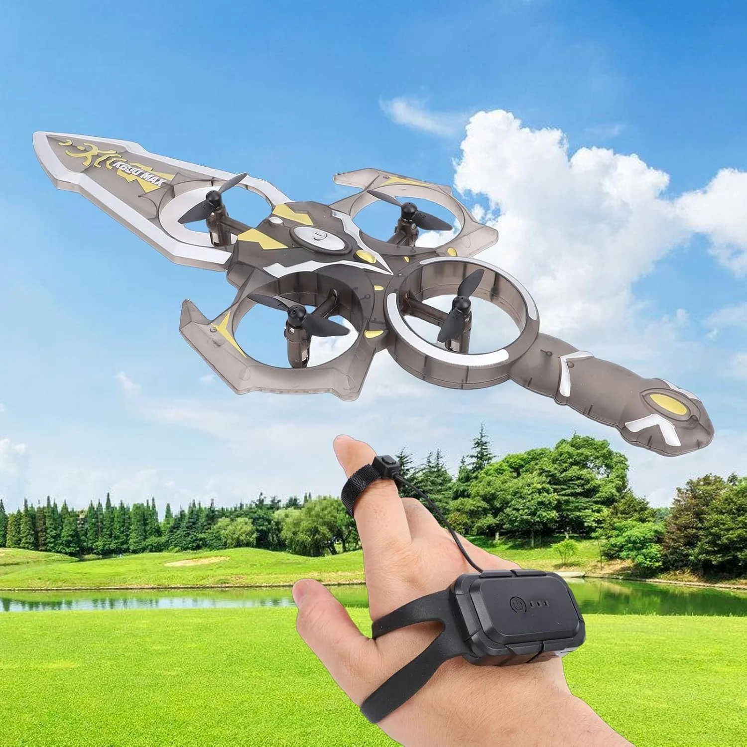 گلایدر آرسی شمشیر پرنده، هواپیمای کنترلی شمشیر پرنده با نور جذاب، چرخش 360 درجه، تیک آف و لندینگ با یک کلید، هواپیمای کنترل از راه دور برای بزرگسالان