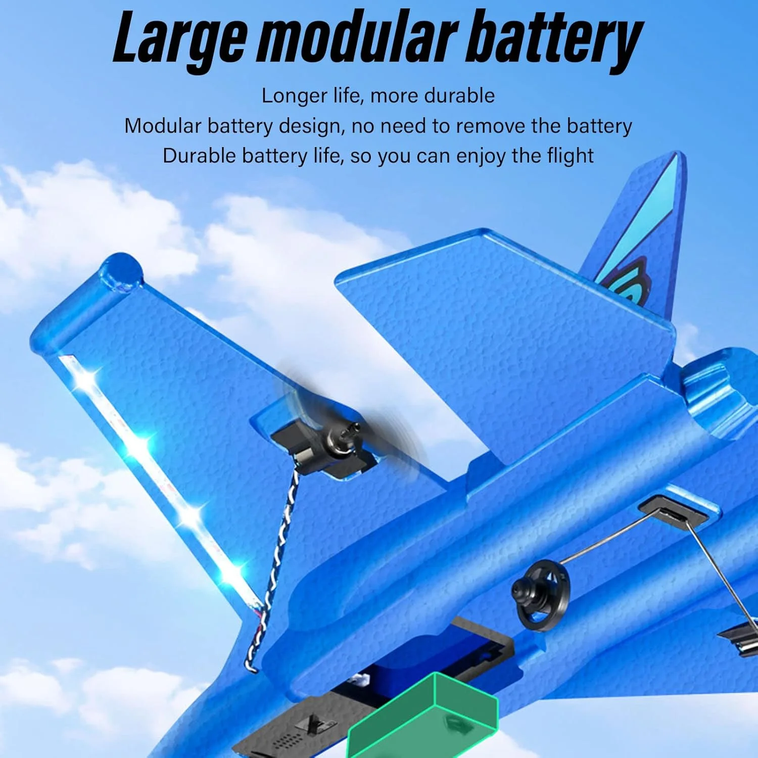 هواپیمای آرسی، هواپیمای کنترل از راه دور با چراغ ال ای دی برای کودکان و بزرگسالان (2 باتری)