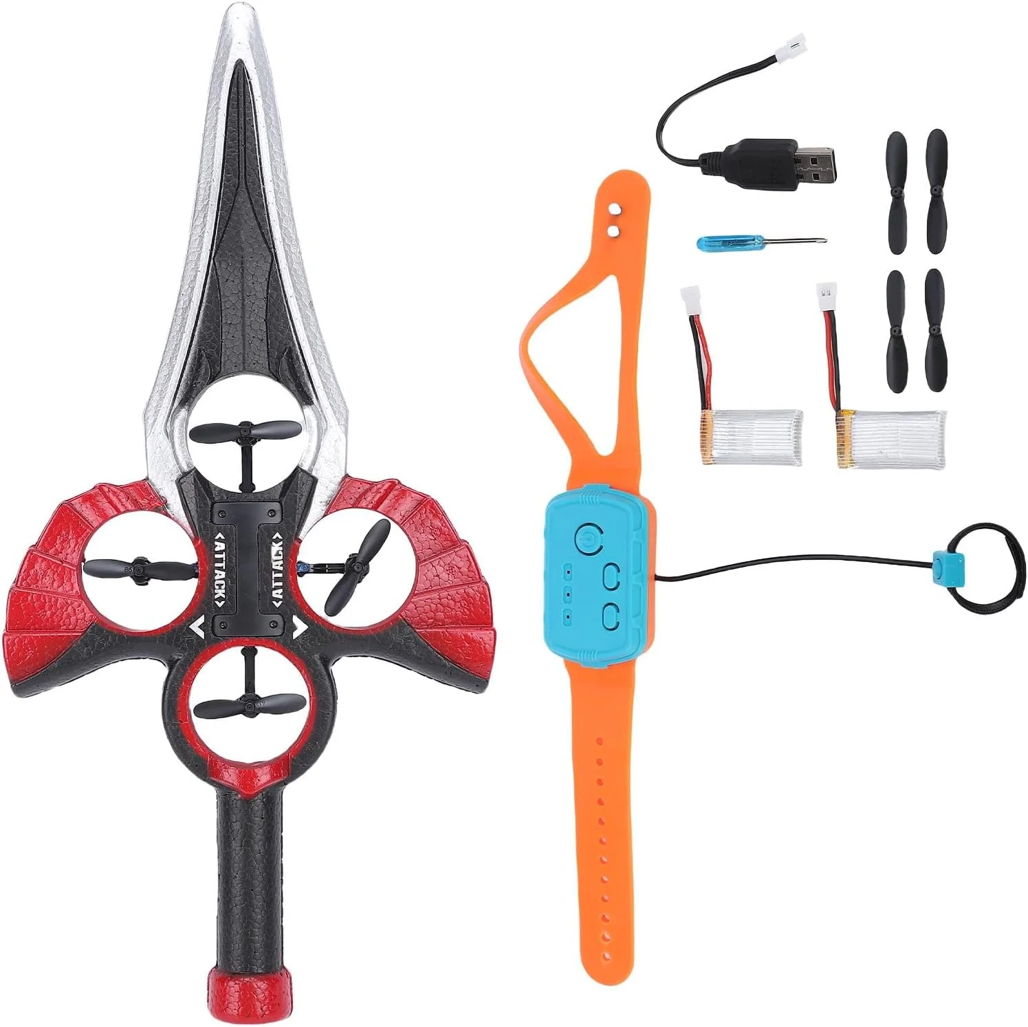 هواپیمای RC شمشیر پرنده Keenso، هواپیماهای کنترل اشاره‌ای جت جنگنده با نور برای کودکان پسران دختران (قرمز)