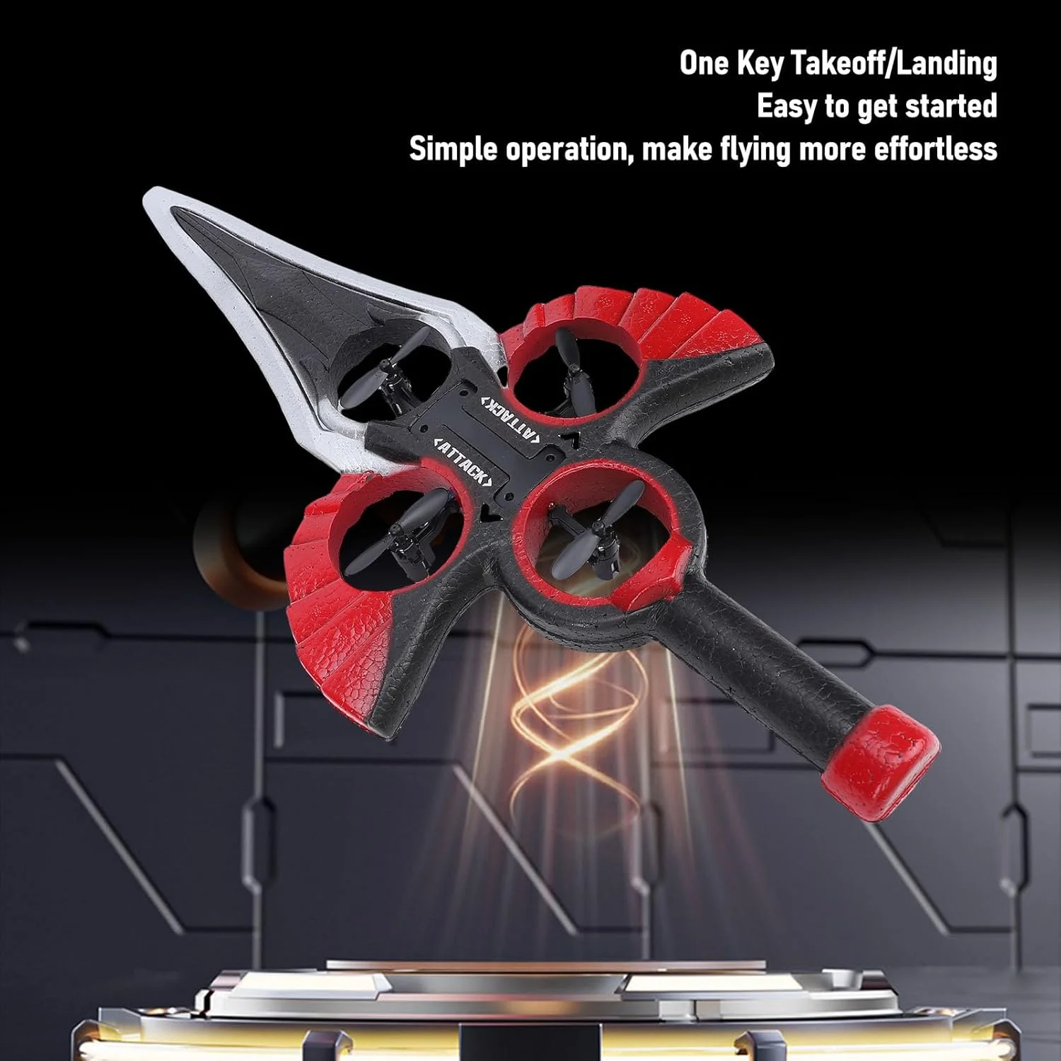 هواپیمای RC شمشیر پرنده Keenso، هواپیماهای کنترل اشاره‌ای جت جنگنده با نور برای کودکان پسران دختران (قرمز)