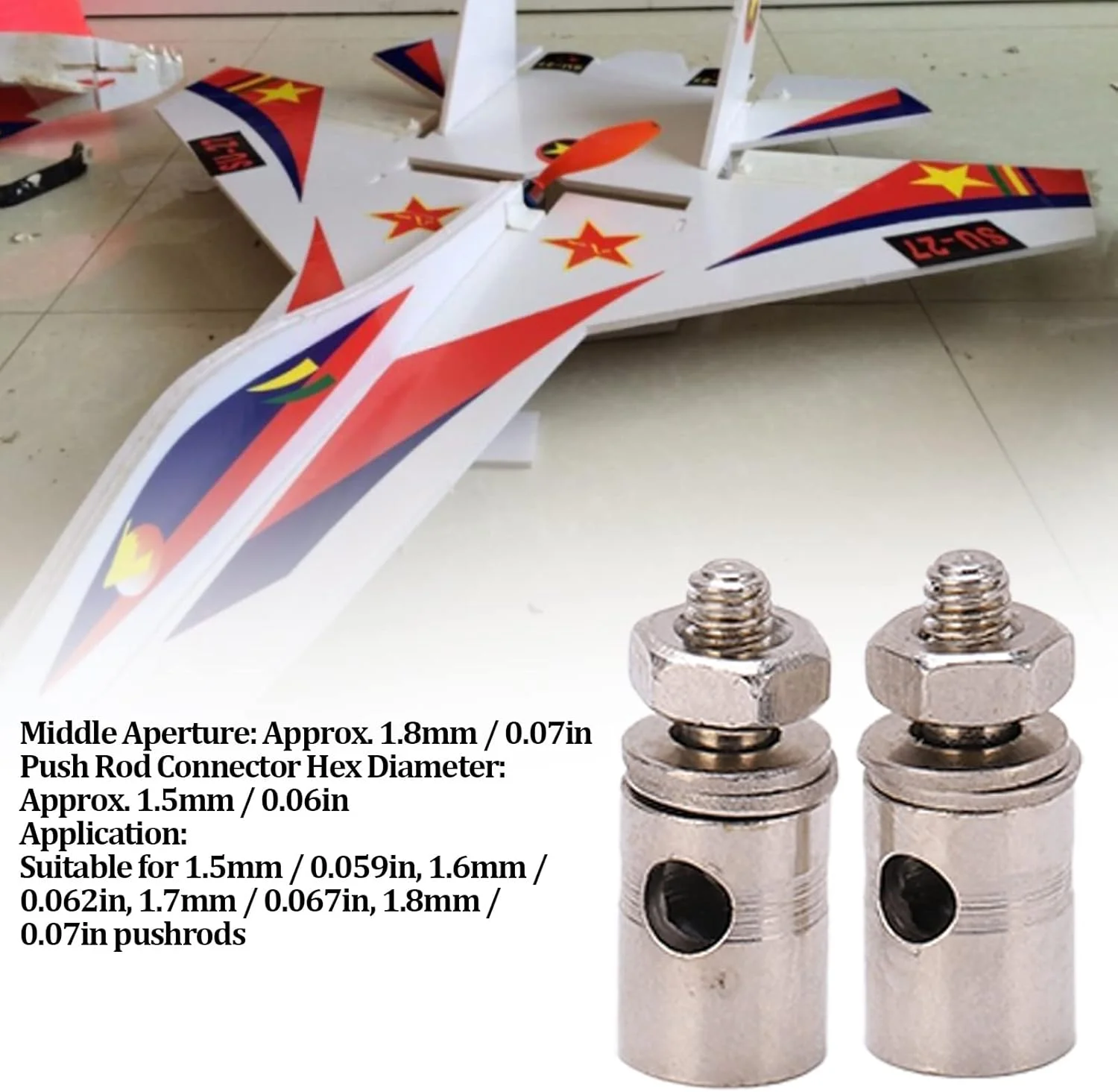 اتصالات میله فشاری RC مدل Keenso D1.8mm، استاپر اتصال اهرمی میله فشاری قابل تنظیم برای میله های فشاری 1.5mm، 1.6mm، 1.7mm و 1.8mm