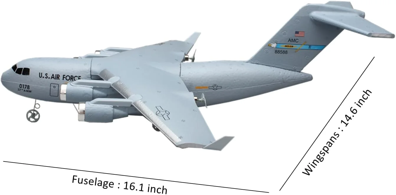 هواپیمای RC، هواپیمای کنترل از راه دور آماده پرواز، هواپیمای RC دو کاناله C17، هواپیمای کنترل از راه دور برای پسران، کودکان، بزرگسالان و مبتدیان