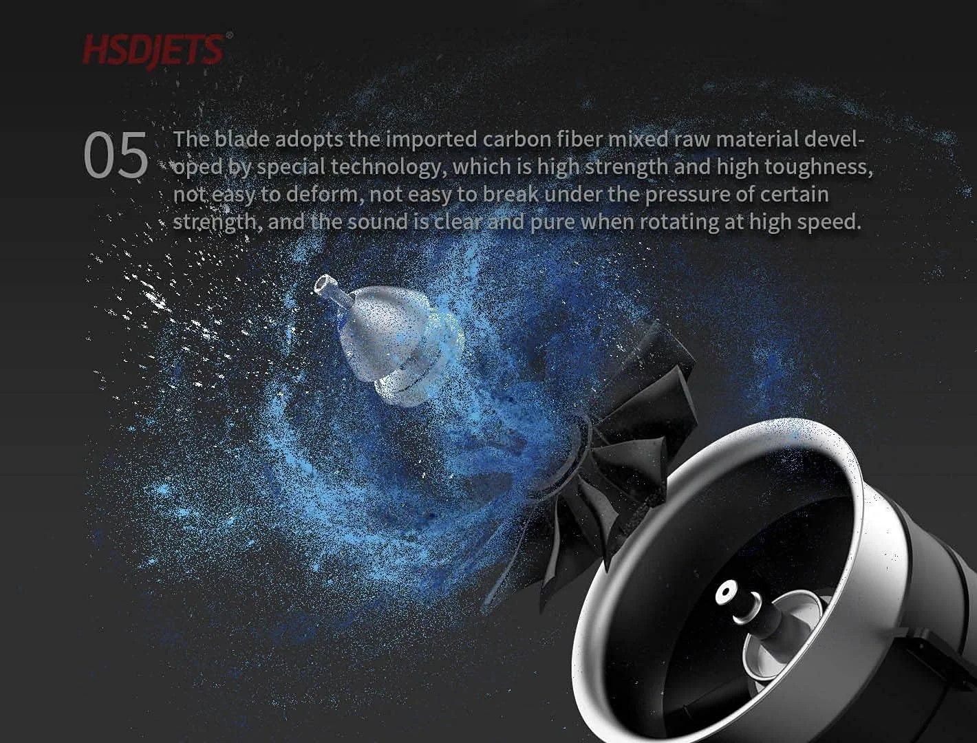 فن کانالی الکتریکی نیمه فلزی 120 میلی‌متری HSDJETS 12S 640KV با نیروی رانش 8.6 کیلوگرم برای هواپیمای RC