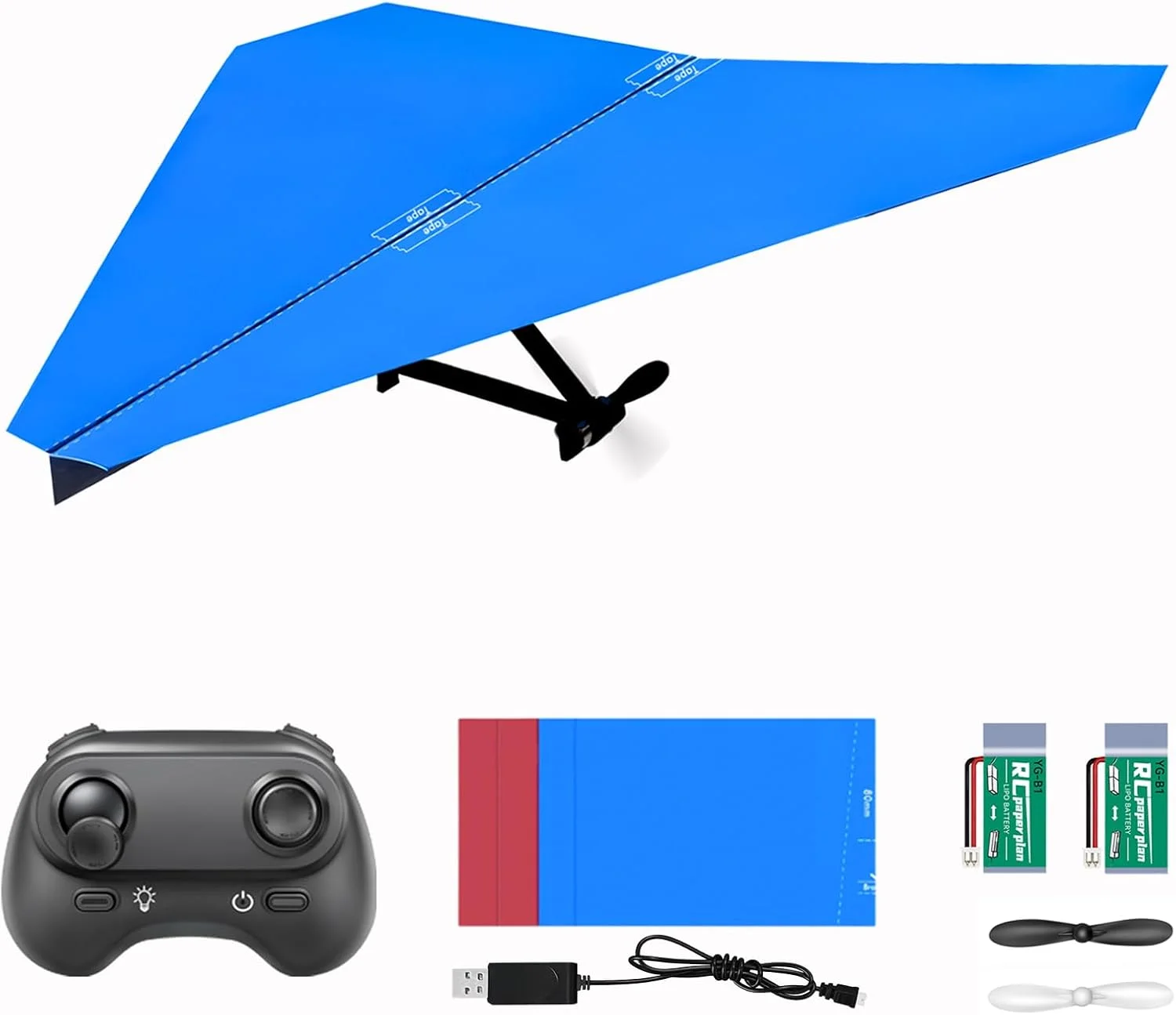 هواپیمای کاغذی رادیو کنترلی HAWK'S WORK، کیت هواپیمای کنترل از راه دور با کاغذهای رنگی، اسباب بازی پرواز فوق العاده آسان برای کودکان، کیت STEM DIY (Birdy X 2.0)