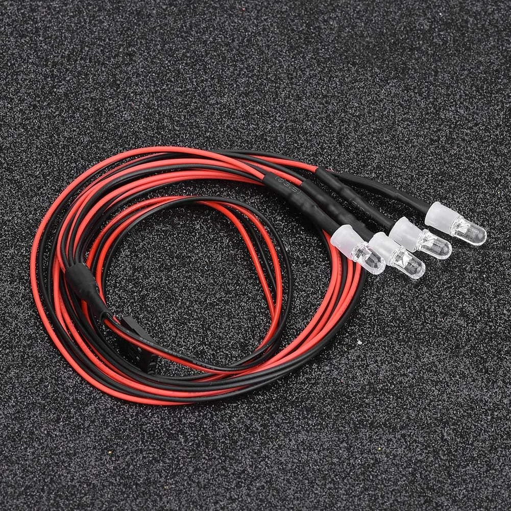 چراغ‌های LED ماشین کنترلی برای ماشین‌های مدل 1/10، مناسب برای علاقه‌مندان به مسابقات شبانه (نور سفید + نور قرمز، مدل شماره 13)