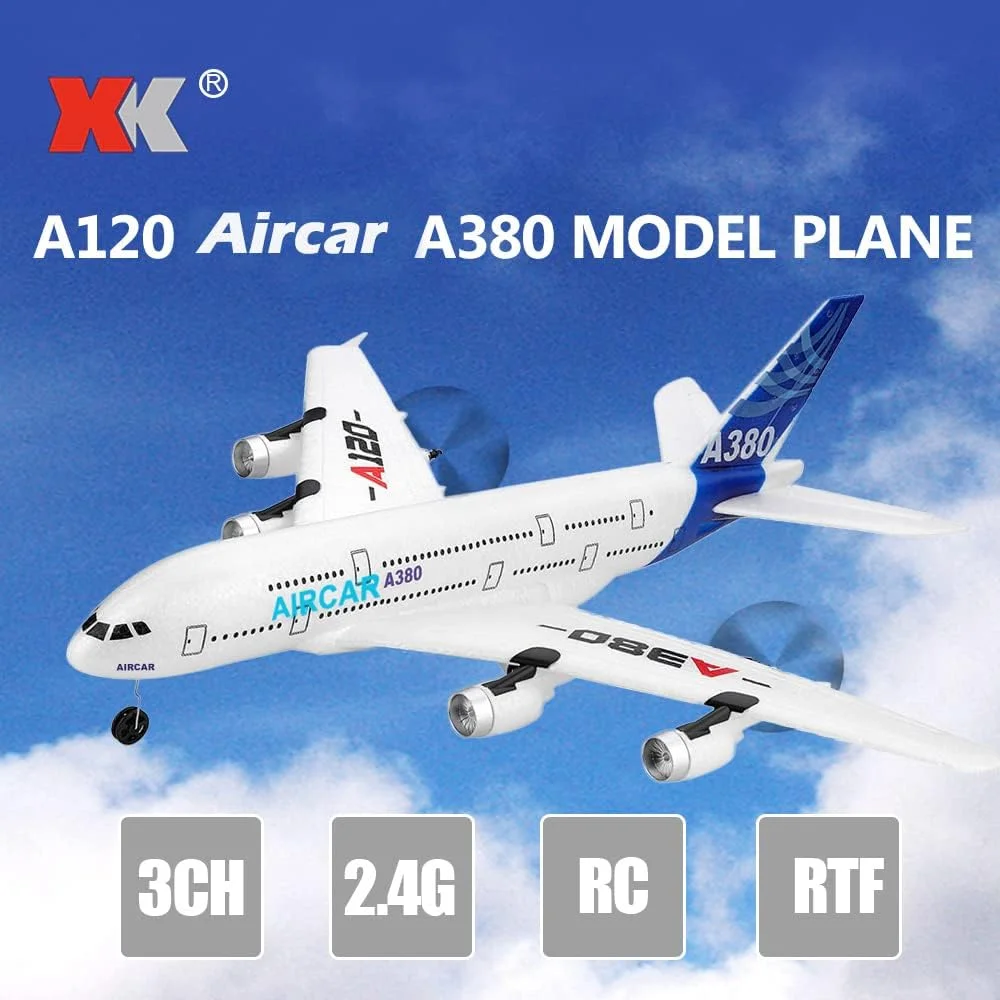 هواپیمای کنترلی GoolRC، مدل هواپیمای WLtoys XK A120 A380، هواپیمای کنترلی 3 کاناله 2.4G، هواپیمای مدل EPP با بال ثابت RTF اسباب بازی برای کودکان و بزرگسالان