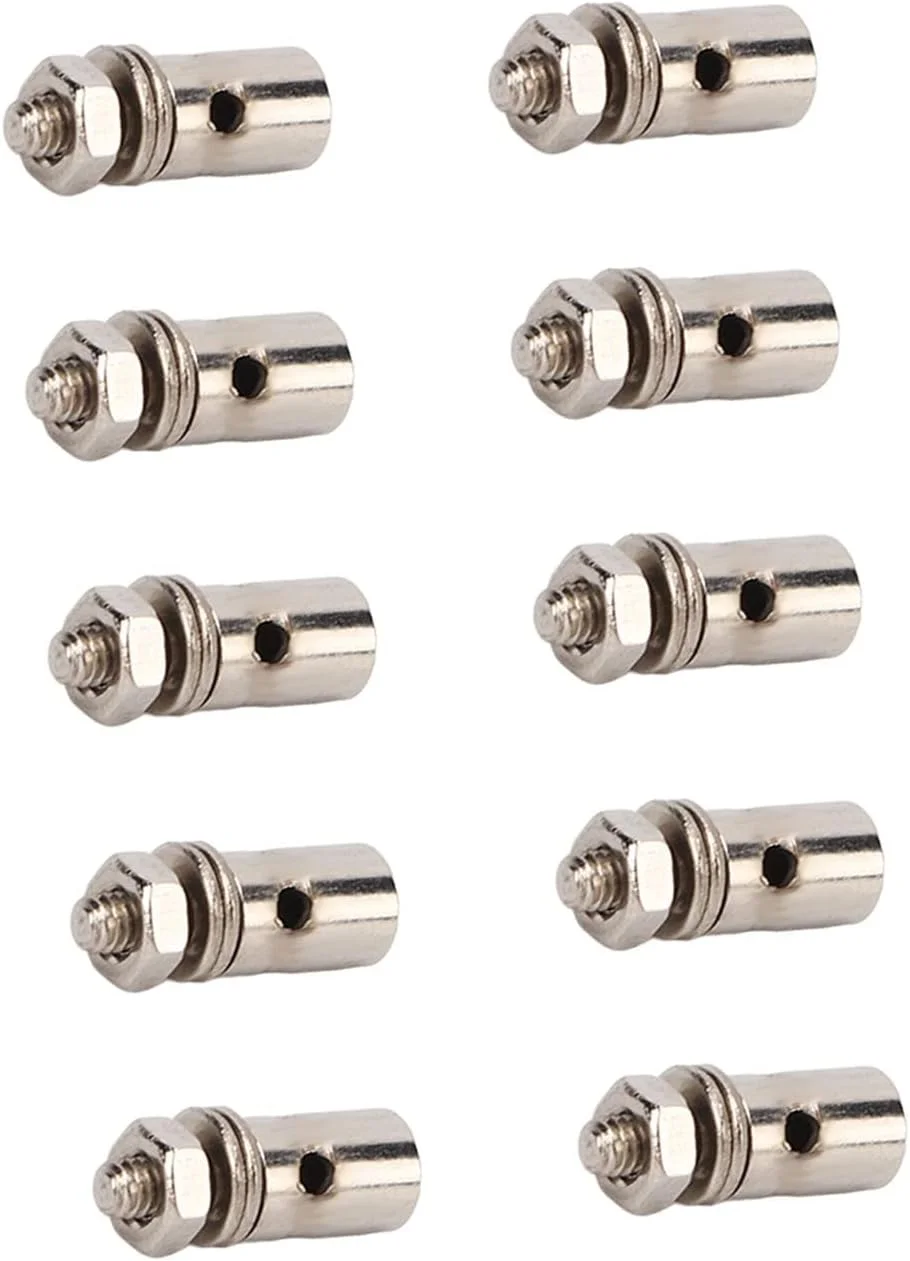 اتصال دهنده میله فشاری سروو قابل تنظیم عمومی، قطعات هواپیمای مدل RC، ست 10 عددی استاپر اتصال فولاد ضد زنگ 1.3 میلی متری، برای سطوح کنترل هواپیمای مدل