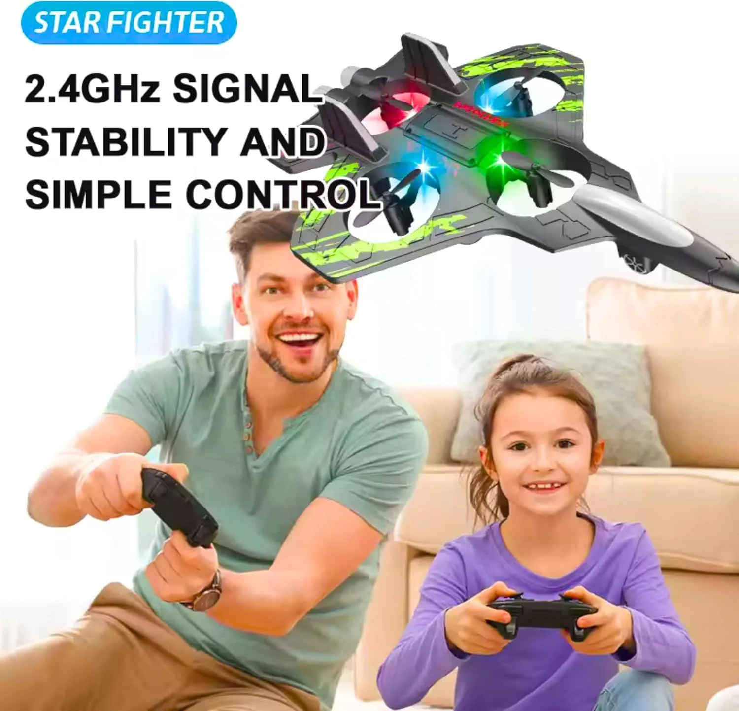 هواپیمای جنگنده کنترلی برای کودکان، پرواز دو حالته و رانندگی زمینی، هواپیمای جت کنترلی فومی، اسباب بازی هواپیما با کنترل از راه دور برای بازی در فضای باز، هدیه برای پسران و دختران