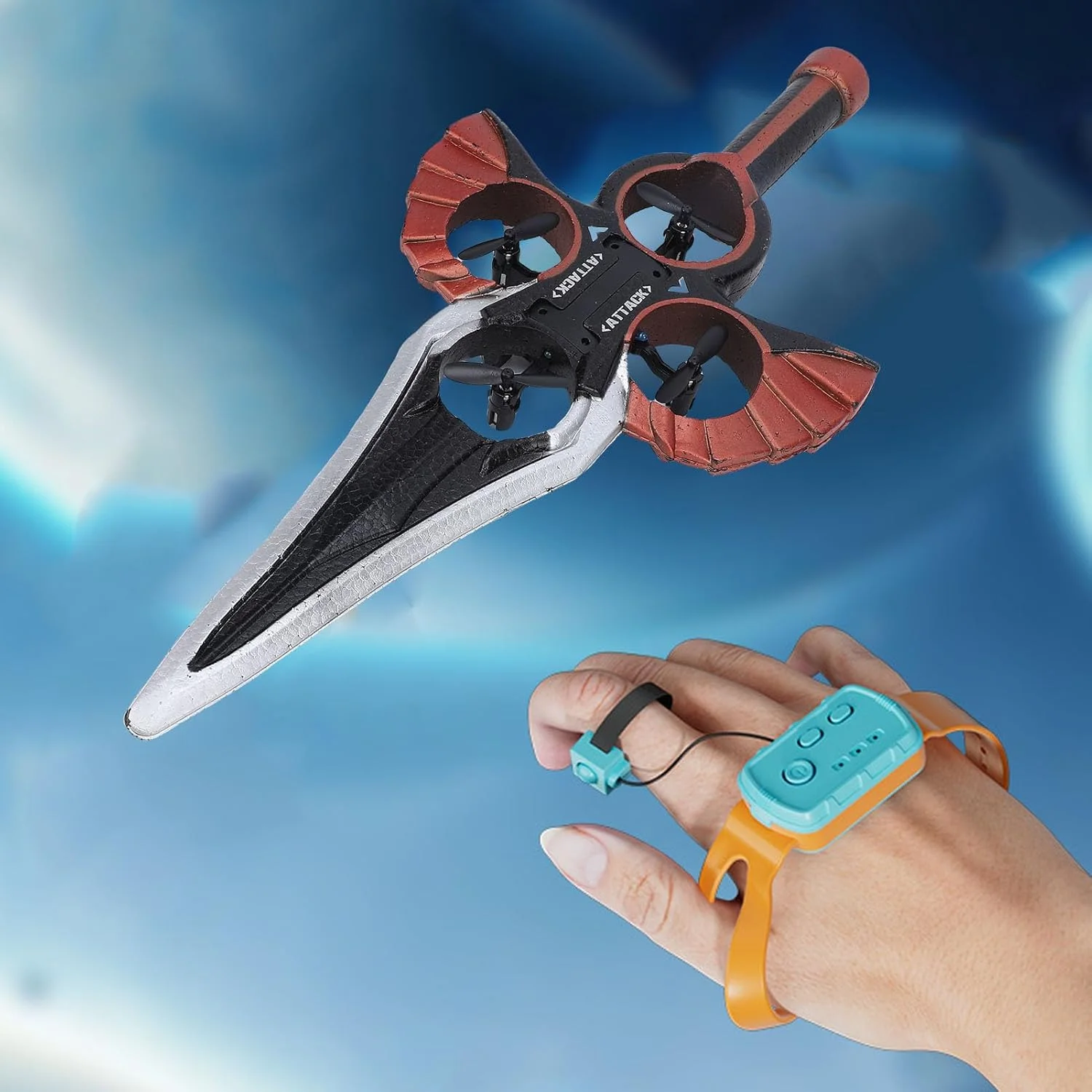 پهپاد شمشیر پرنده کنترل از راه دور، گلایدر RC از راه دور، هواپیماهای کنترل از راه دور با نور، مواد مقاوم در برابر سقوط، چرخش 360 درجه، هدیه هواپیمای RC برای نوجوانان و بزرگسالان 8 سال به بالا (برنج عتیقه)