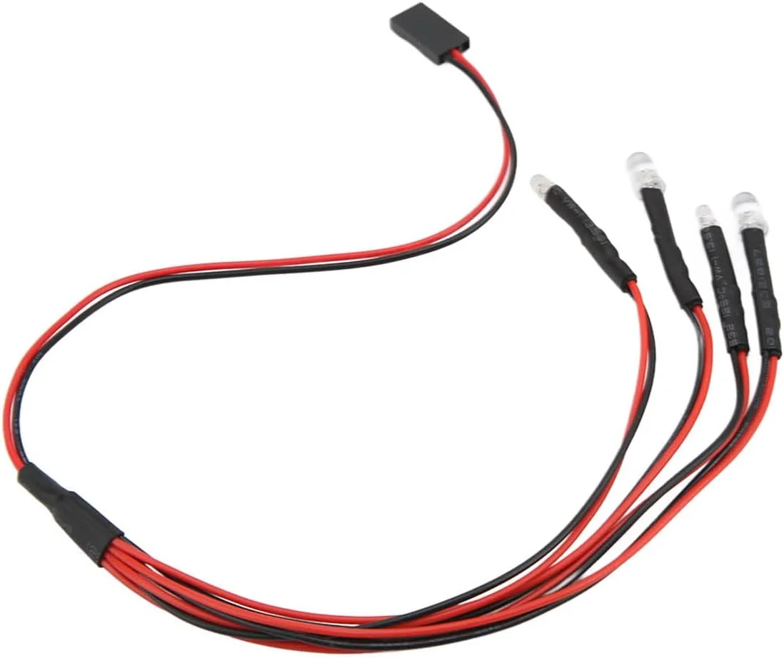 چراغ ال ای دی آرسی ماشین Cryfokt با 4 ال ای دی برای SCX24، چراغ های ال ای دی قرمز و سفید، عملکرد ساده، مناسب برای ماشین های کنترلی از راه دور 1/24، مواد سبک و بادوام