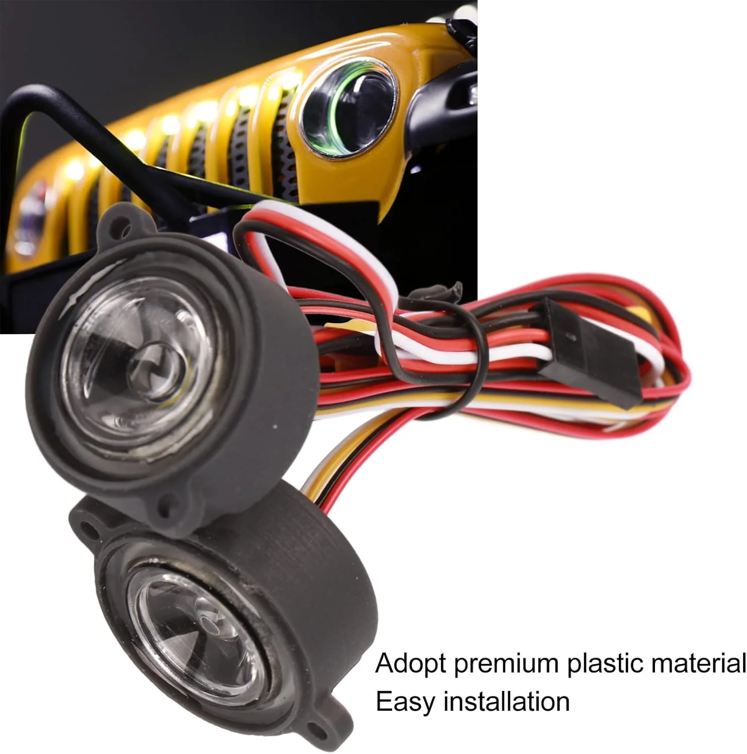 کیت چراغ ال ای دی ماشین کنترلی Cryfokt با 12 حالت نور، پلاستیک بادوام برای ماشین کنترلی YK4102 1/10، چراغ های جلو با نصب آسان برای علاقه مندان