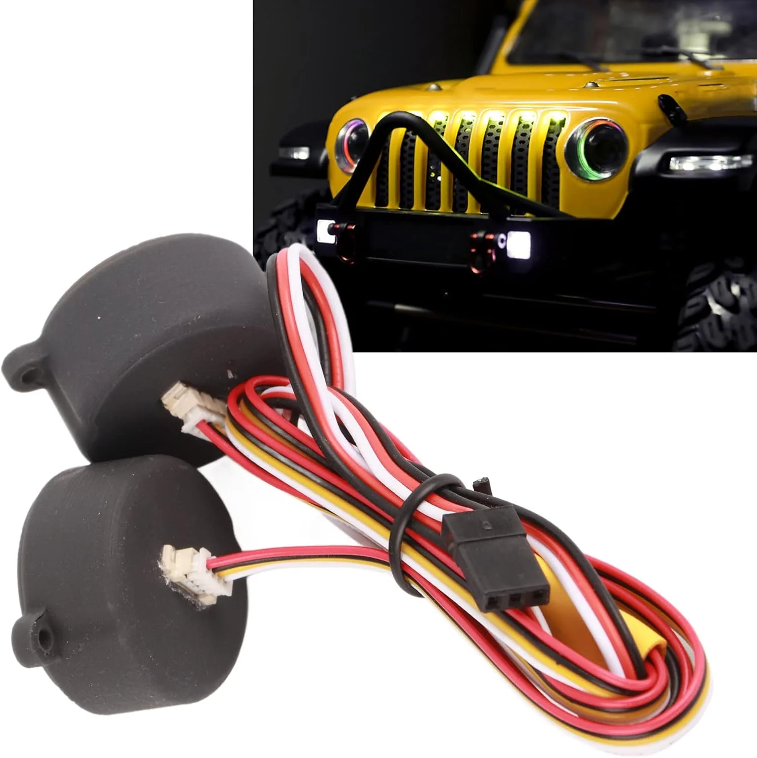 کیت چراغ ال ای دی ماشین کنترلی Cryfokt با 12 حالت نور، پلاستیک بادوام برای ماشین کنترلی YK4102 1/10، چراغ های جلو با نصب آسان برای علاقه مندان