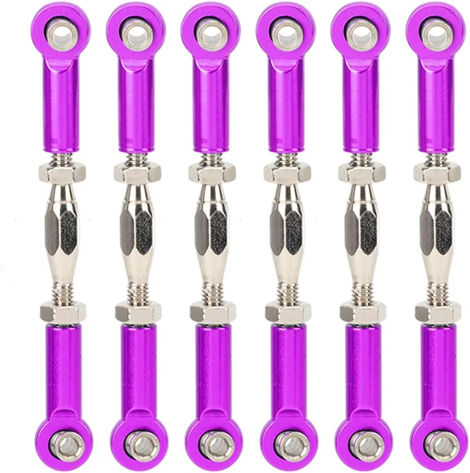 اتصال میله مهاربند آلیاژ آلومینیوم قابل تنظیم شیکریس برای ماشین آرسی، قطعات ارتقاء ماشین آرسی با عملکرد عالی، 6 عدد اتصال میله مهاربند برای علاقه مندان به DIY (بنفش)